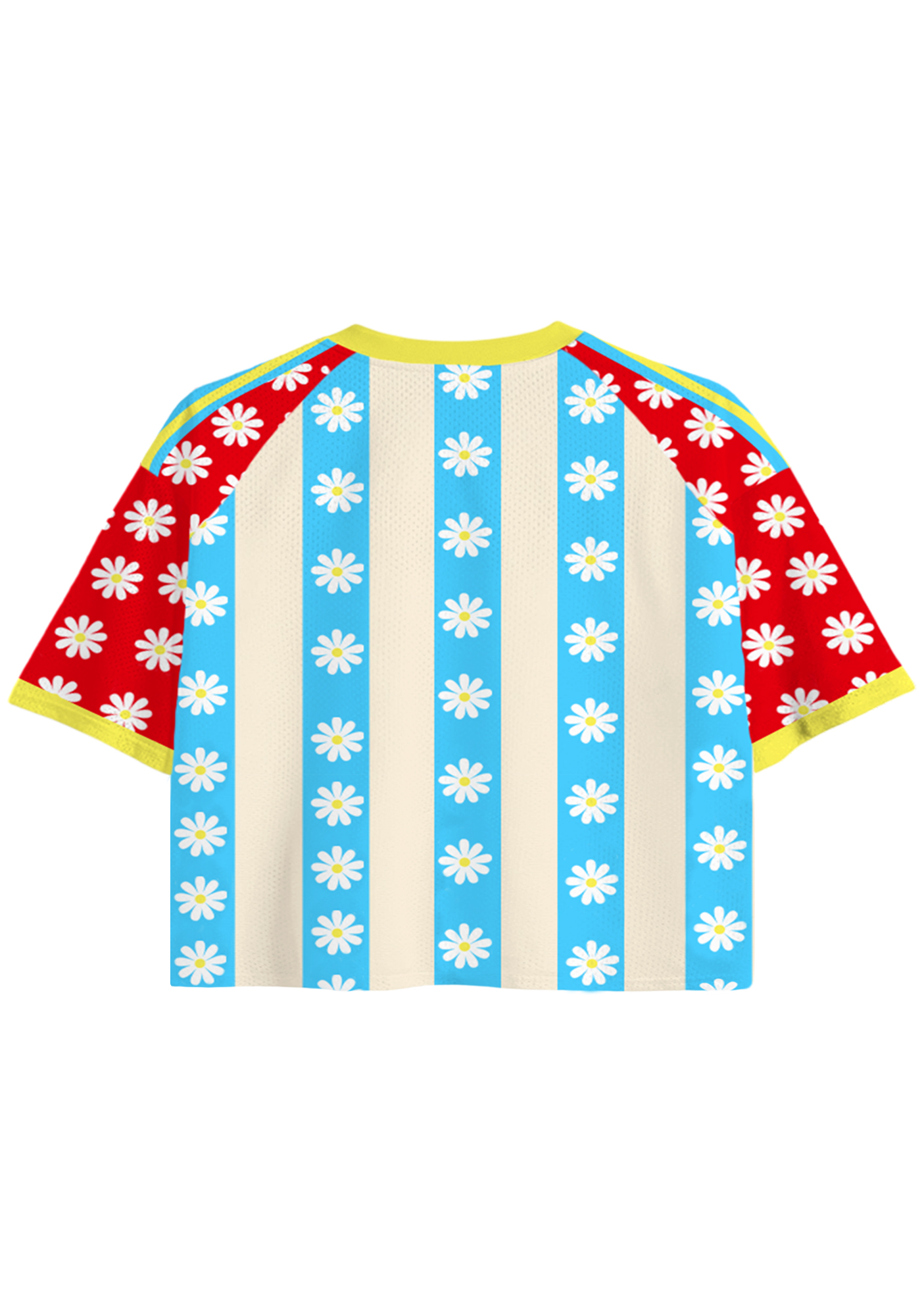 Striped Colombia Flag Daisy Cropped Jersey Shirt