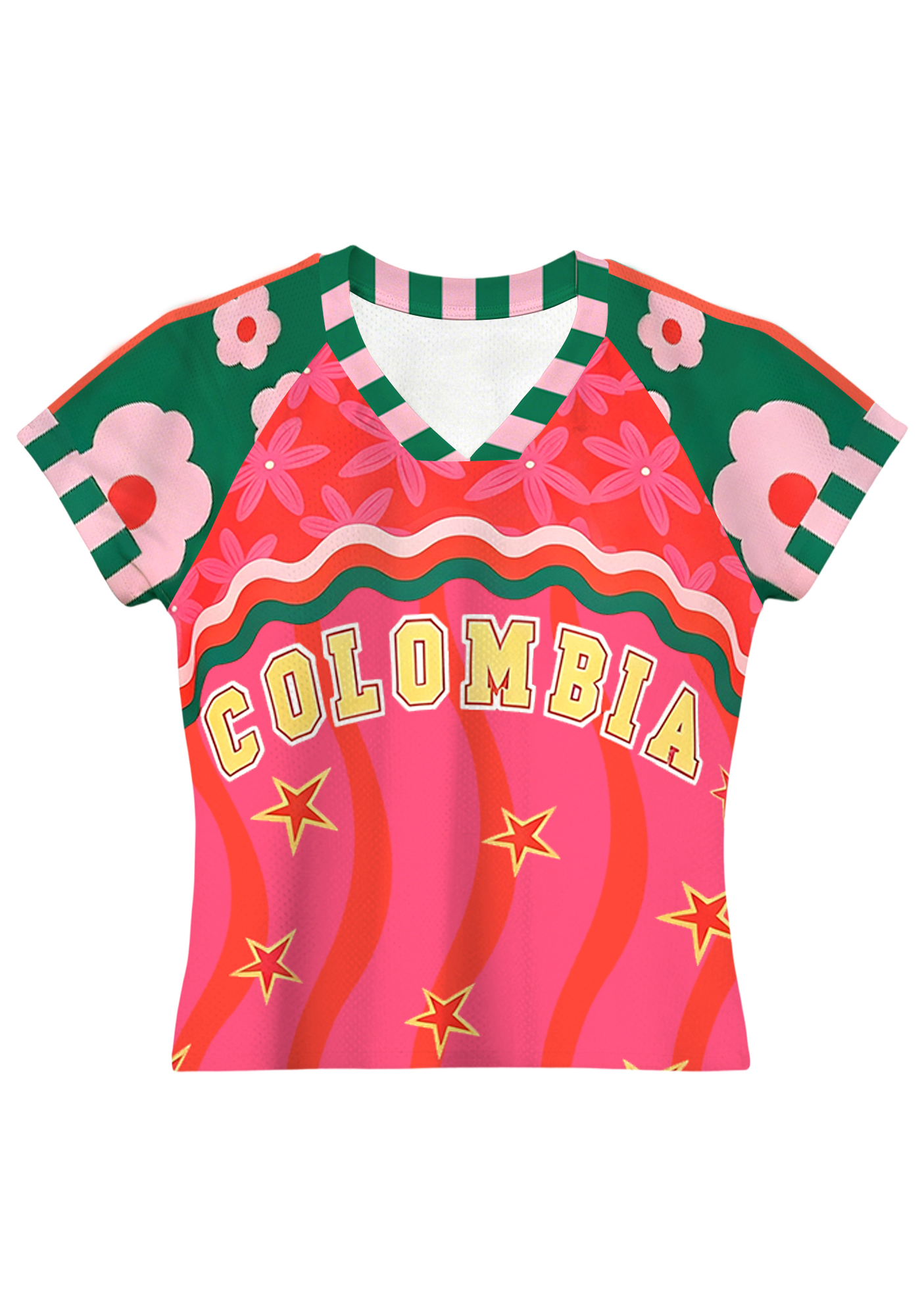 Pink Wave Star Colombia Game Day Baby Tee