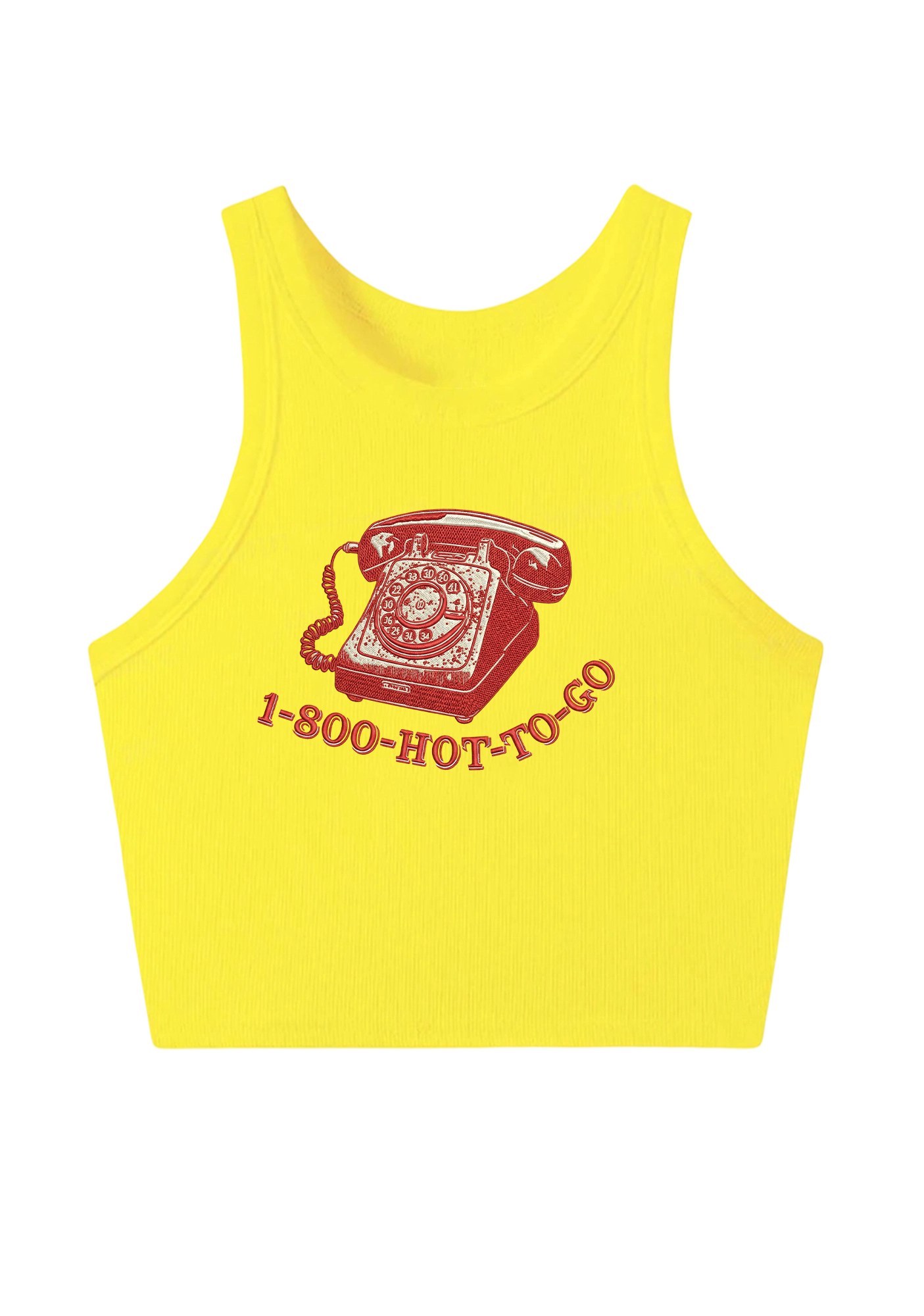  1-800-HOT-TO-GO Embroidery Y2K Crop Tank Top