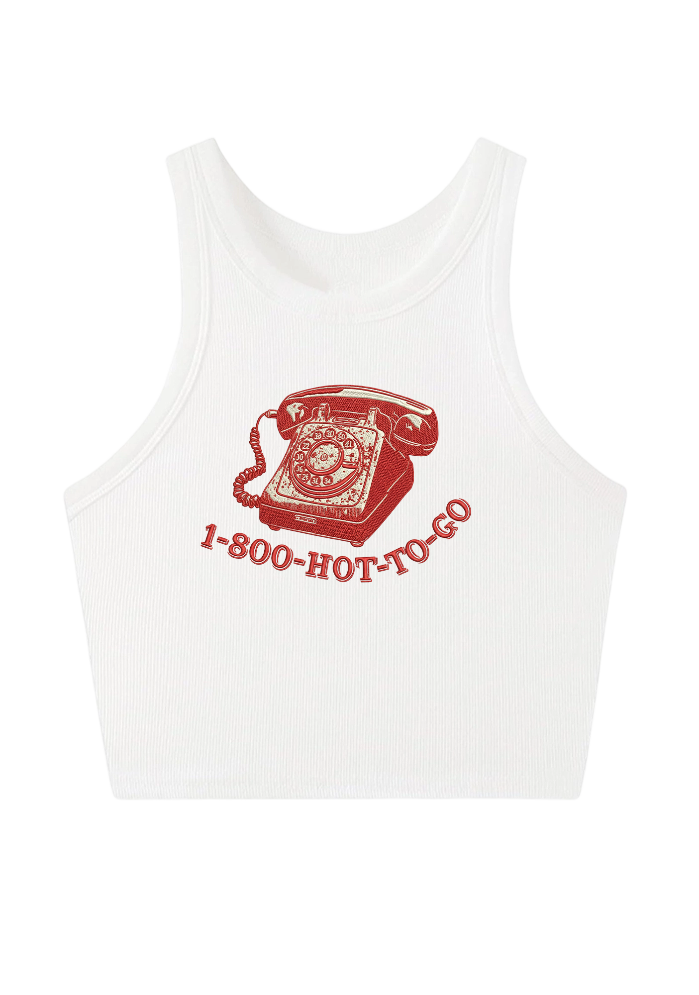  1-800-HOT-TO-GO Embroidery Y2K Crop Tank Top