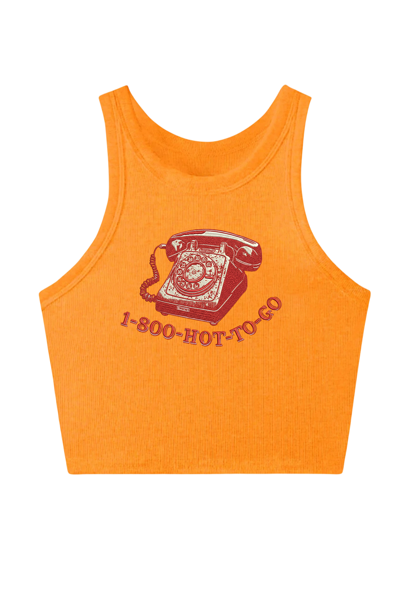  1-800-HOT-TO-GO Embroidery Y2K Crop Tank Top