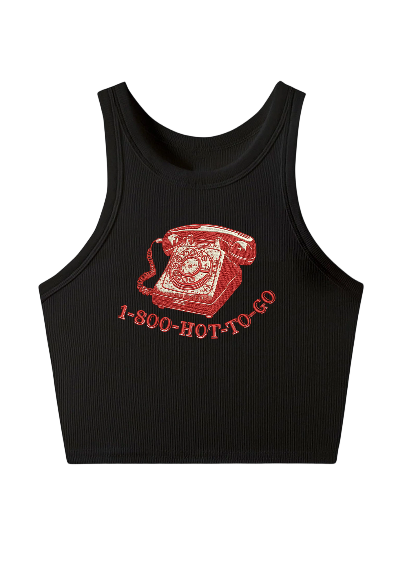  1-800-HOT-TO-GO Embroidery Y2K Crop Tank Top