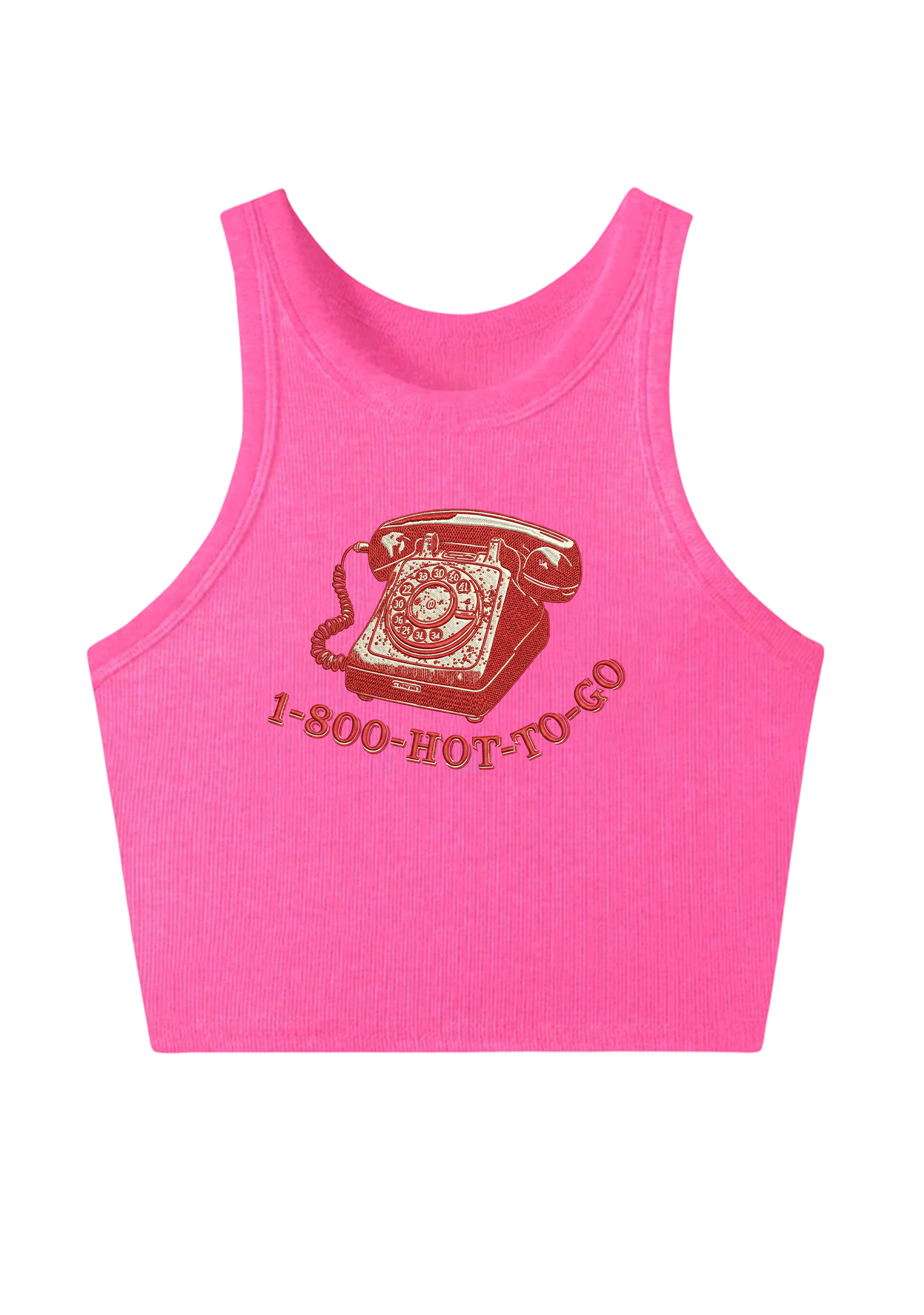  1-800-HOT-TO-GO Embroidery Y2K Crop Tank Top