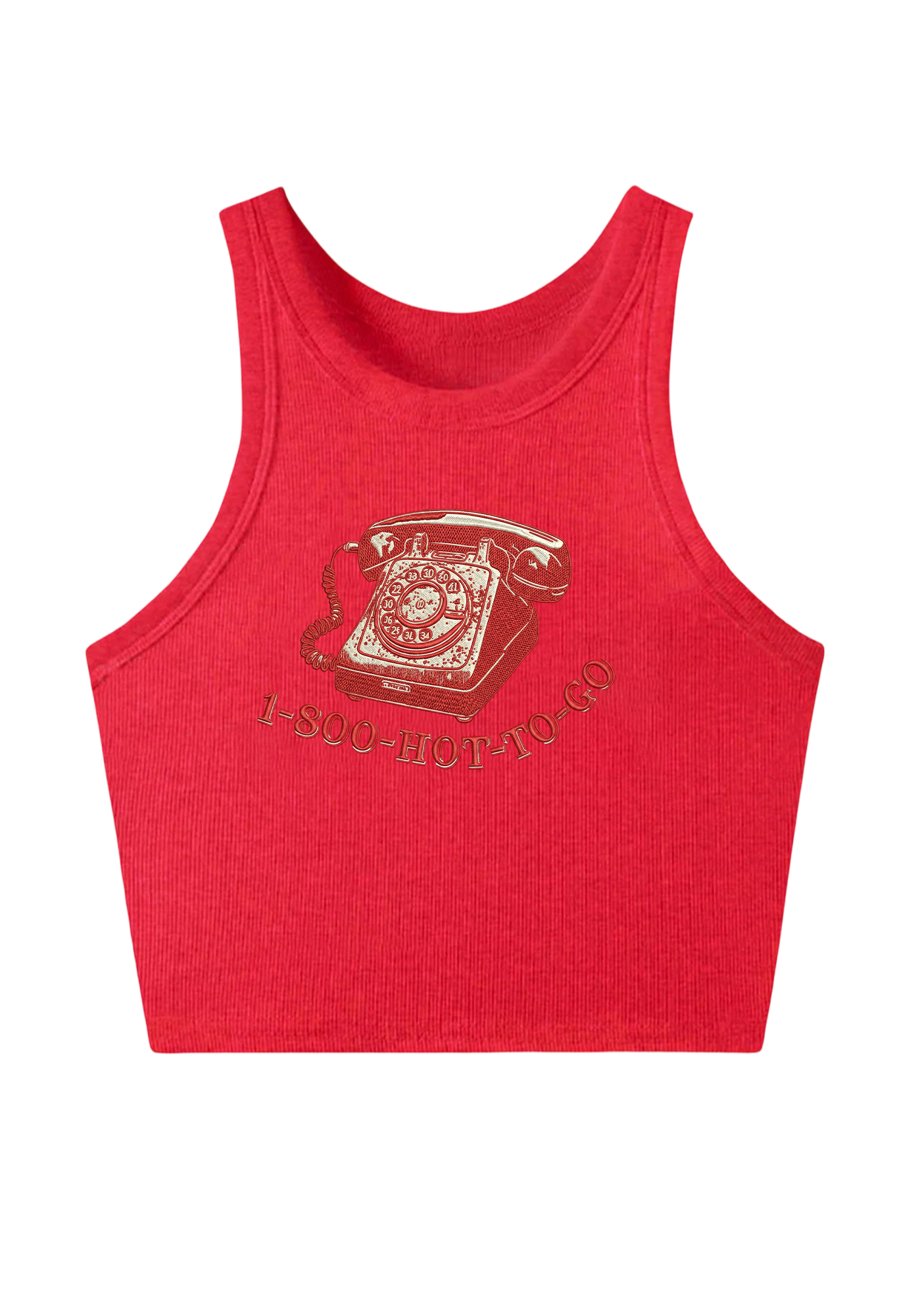  1-800-HOT-TO-GO Embroidery Y2K Crop Tank Top
