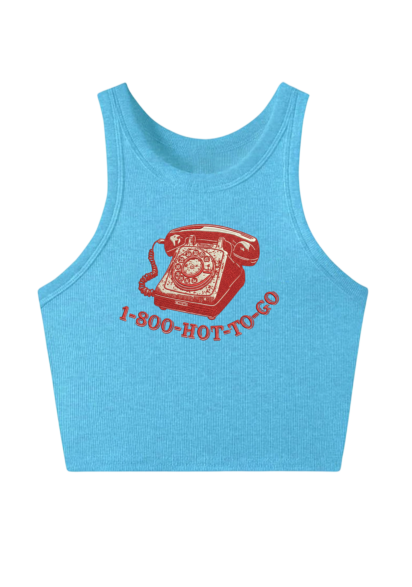  1-800-HOT-TO-GO Embroidery Y2K Crop Tank Top