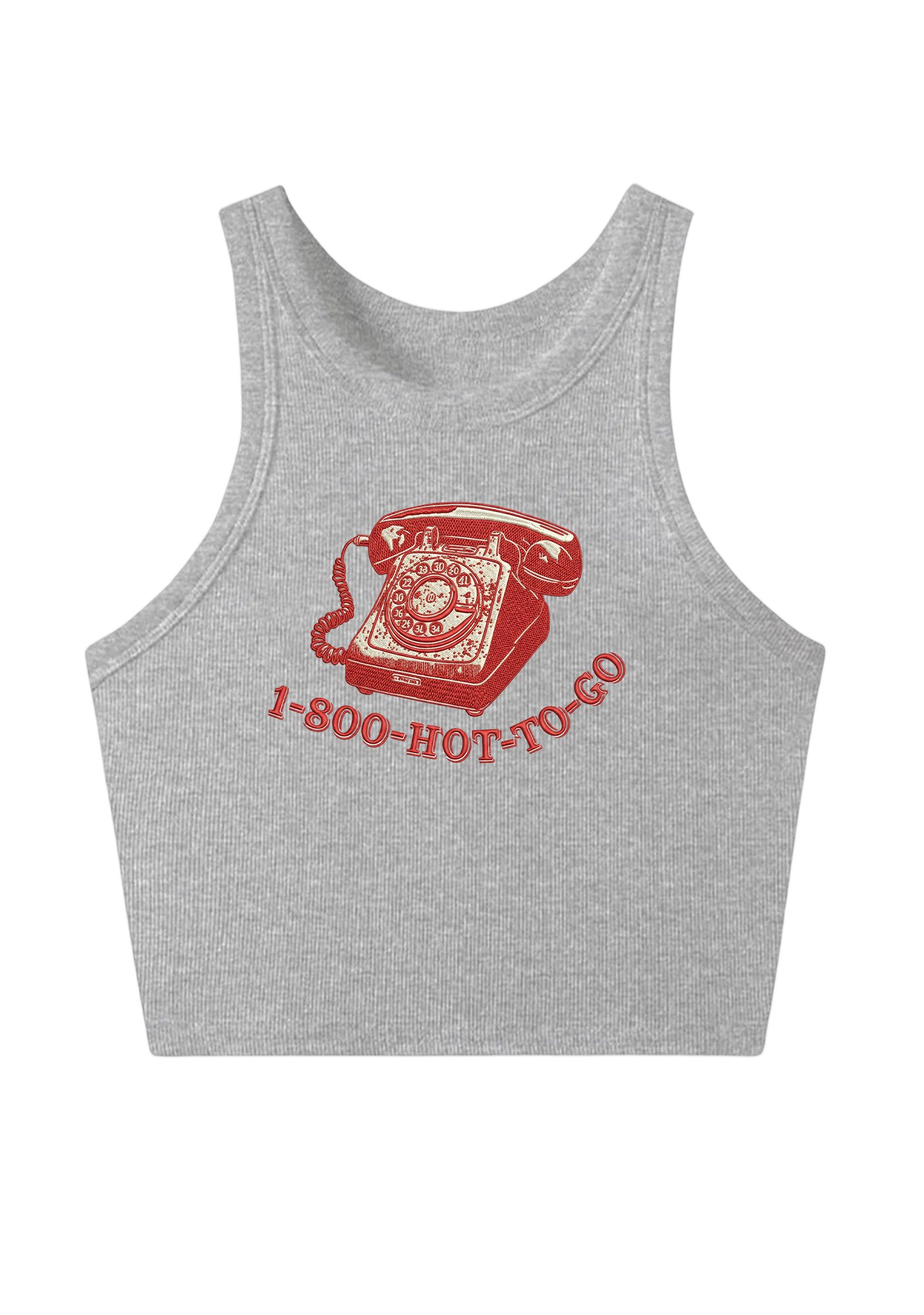 1-800-HOT-TO-GO Embroidery Y2K Crop Tank Top