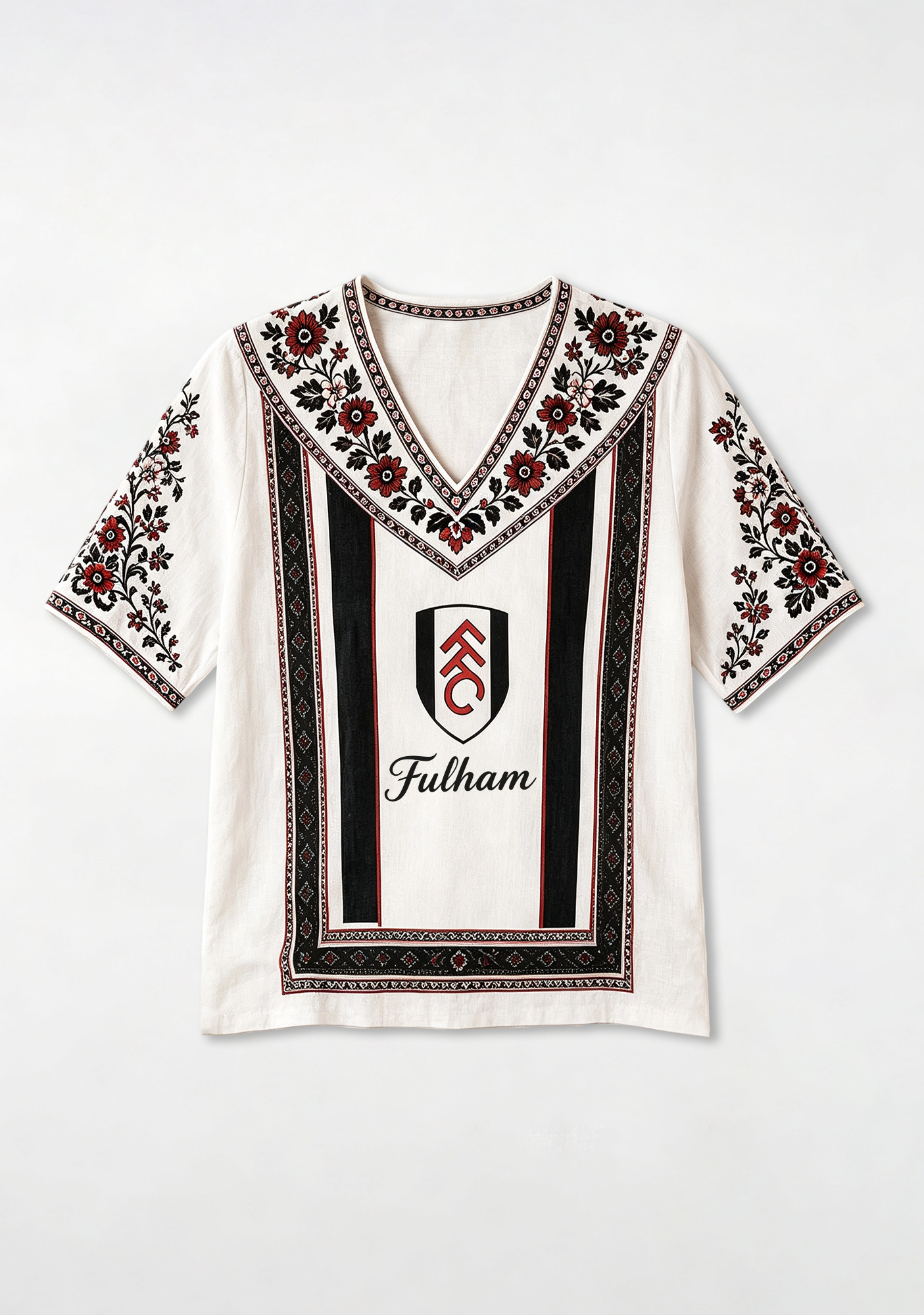 Boho Floral Border Fulham V-Neck Blouse