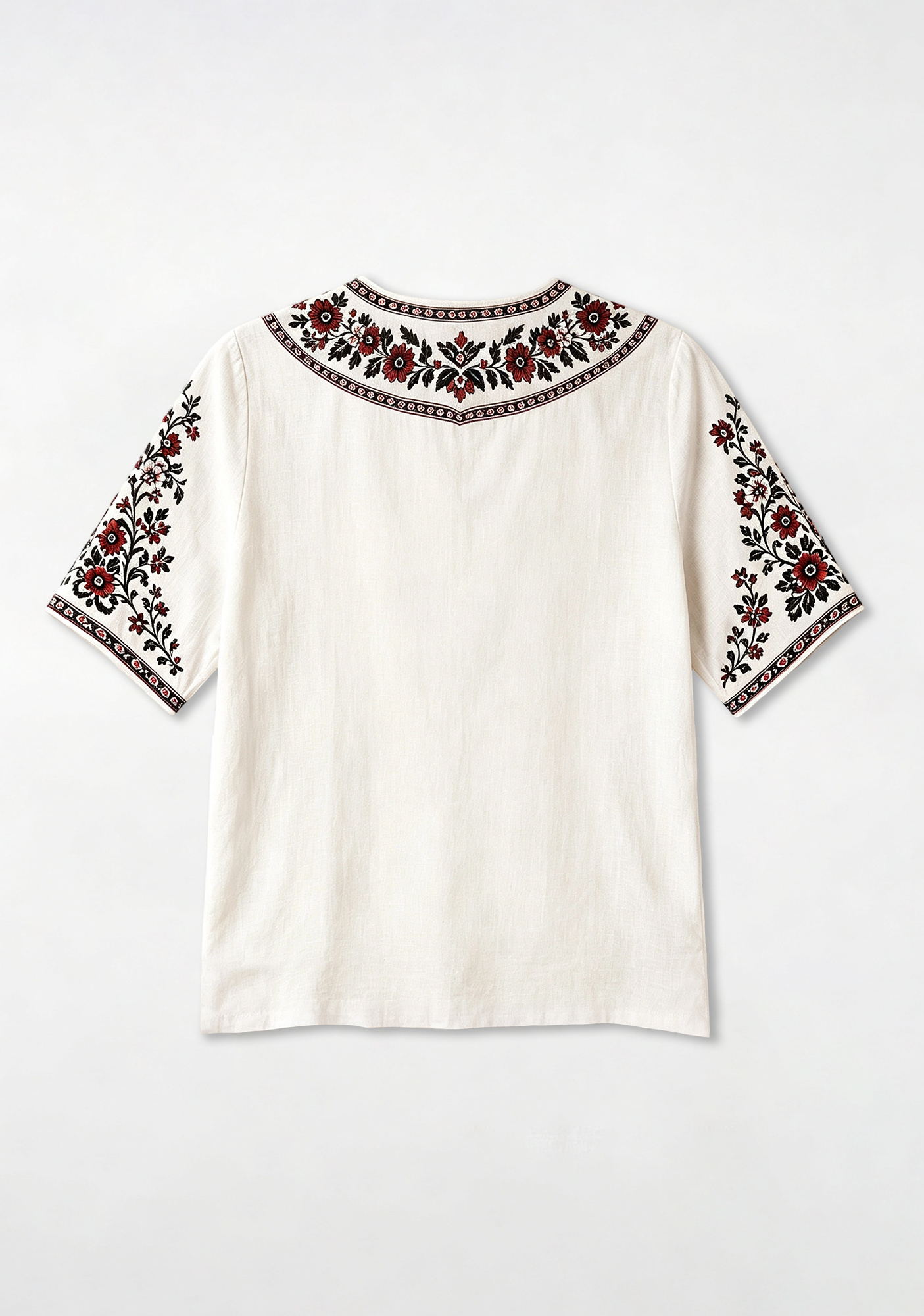 Boho Floral Border Fulham V-Neck Blouse