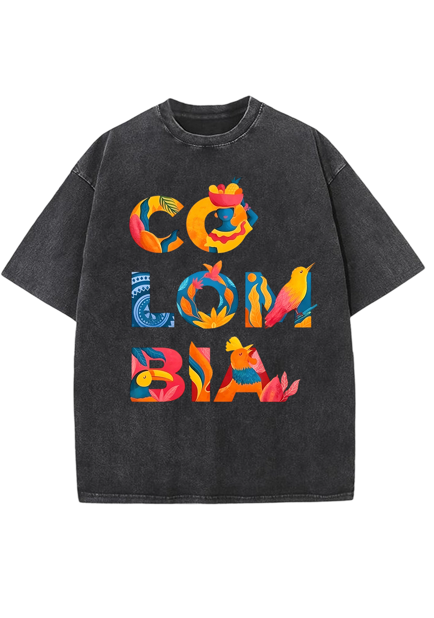 Tropical Colombia Letter Culture Collage Washed Tee
