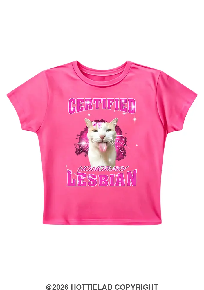 Certified Honorary Lesbian Y2K Baby Tee