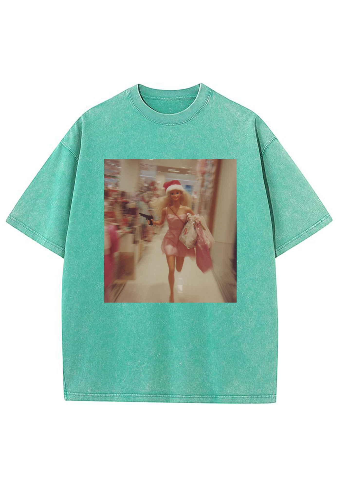 Runaway Shopping Gun Barbie Y2K Washed Tee