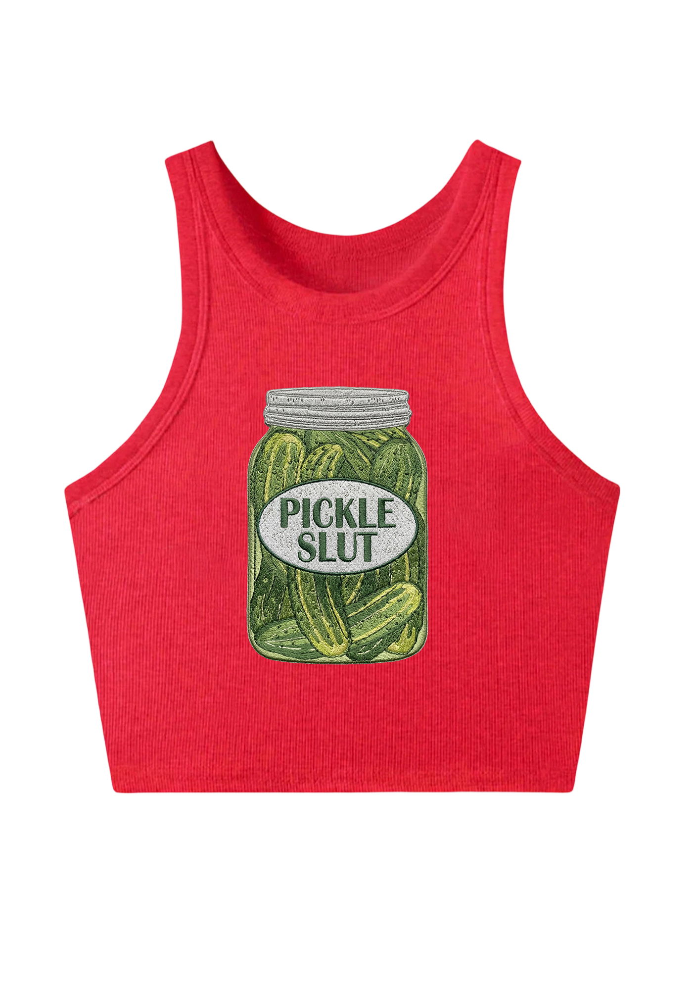 Pickle Slxt Embroidery Y2K Crop Tank Top