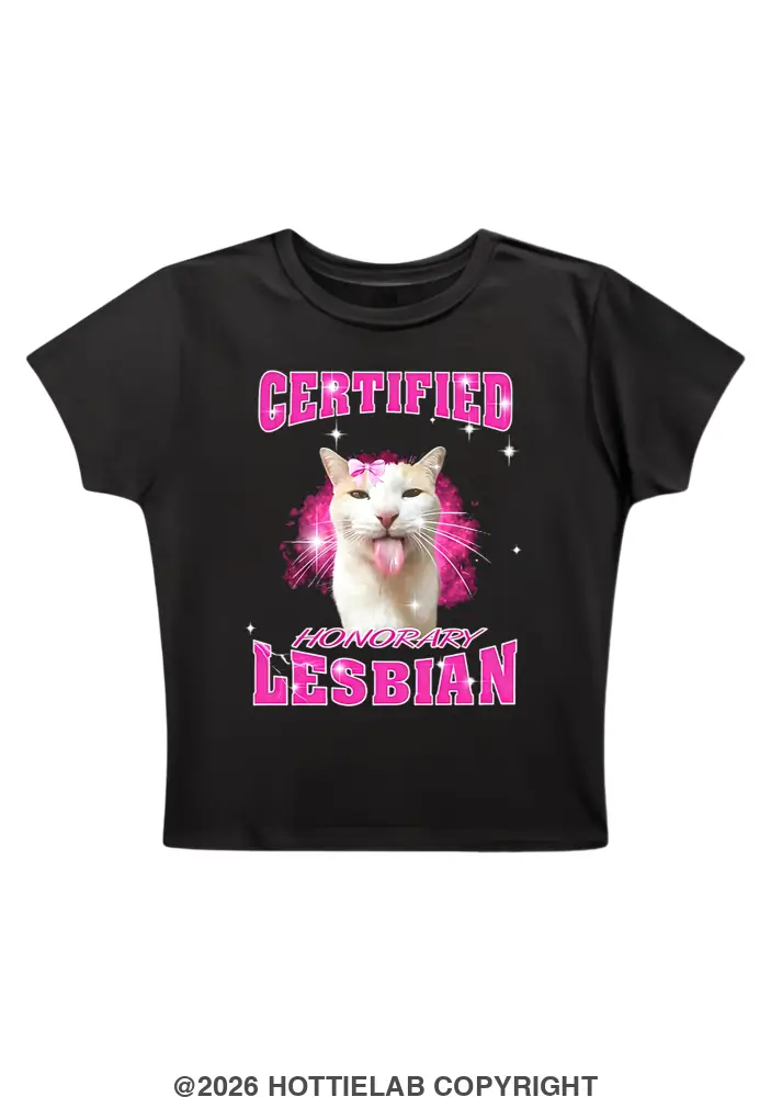 Certified Honorary Lesbian Y2K Baby Tee