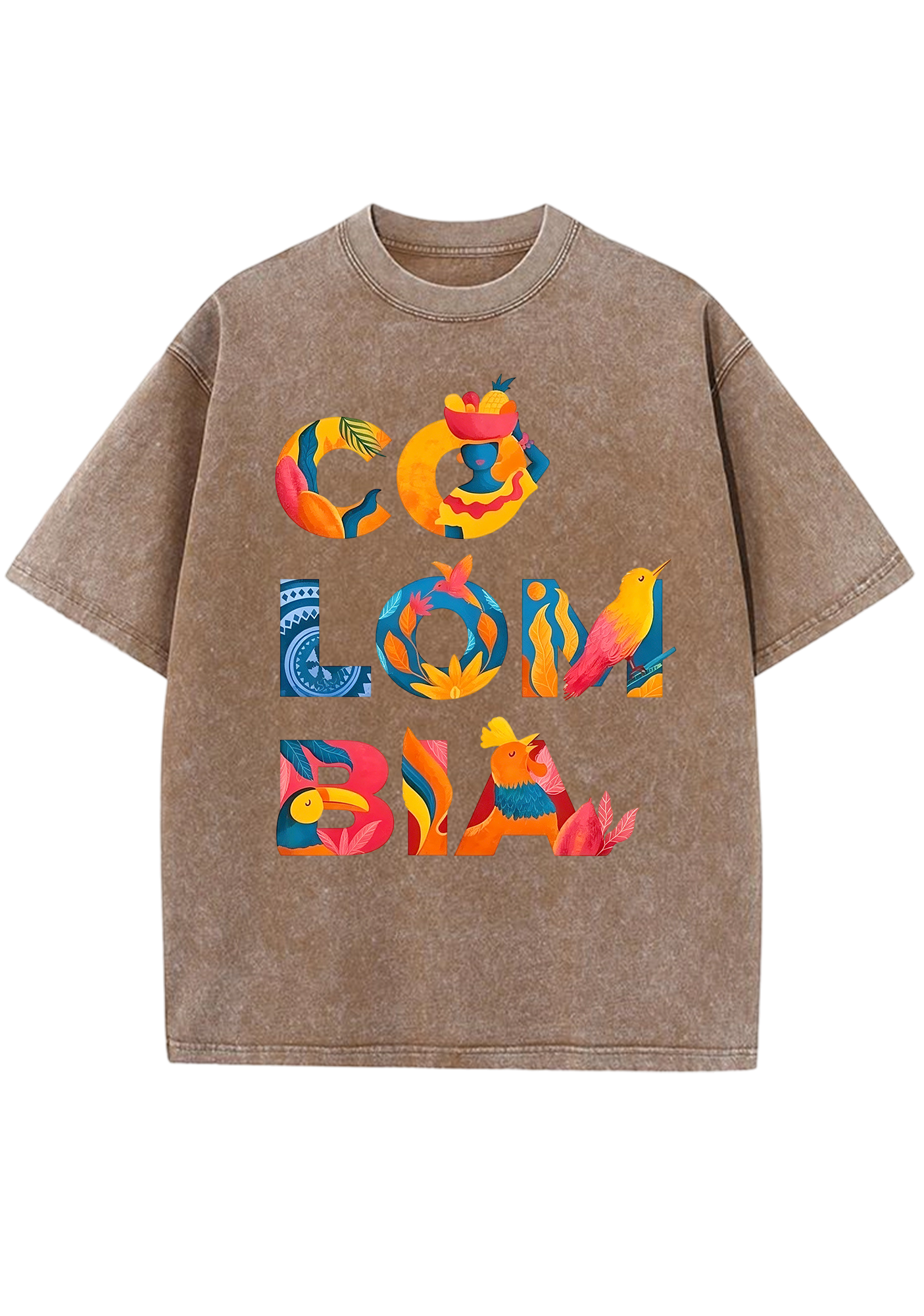 Tropical Colombia Letter Culture Collage Washed Tee