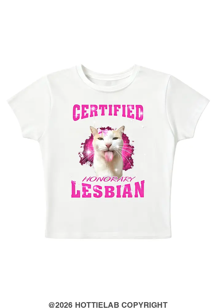Certified Honorary Lesbian Y2K Baby Tee