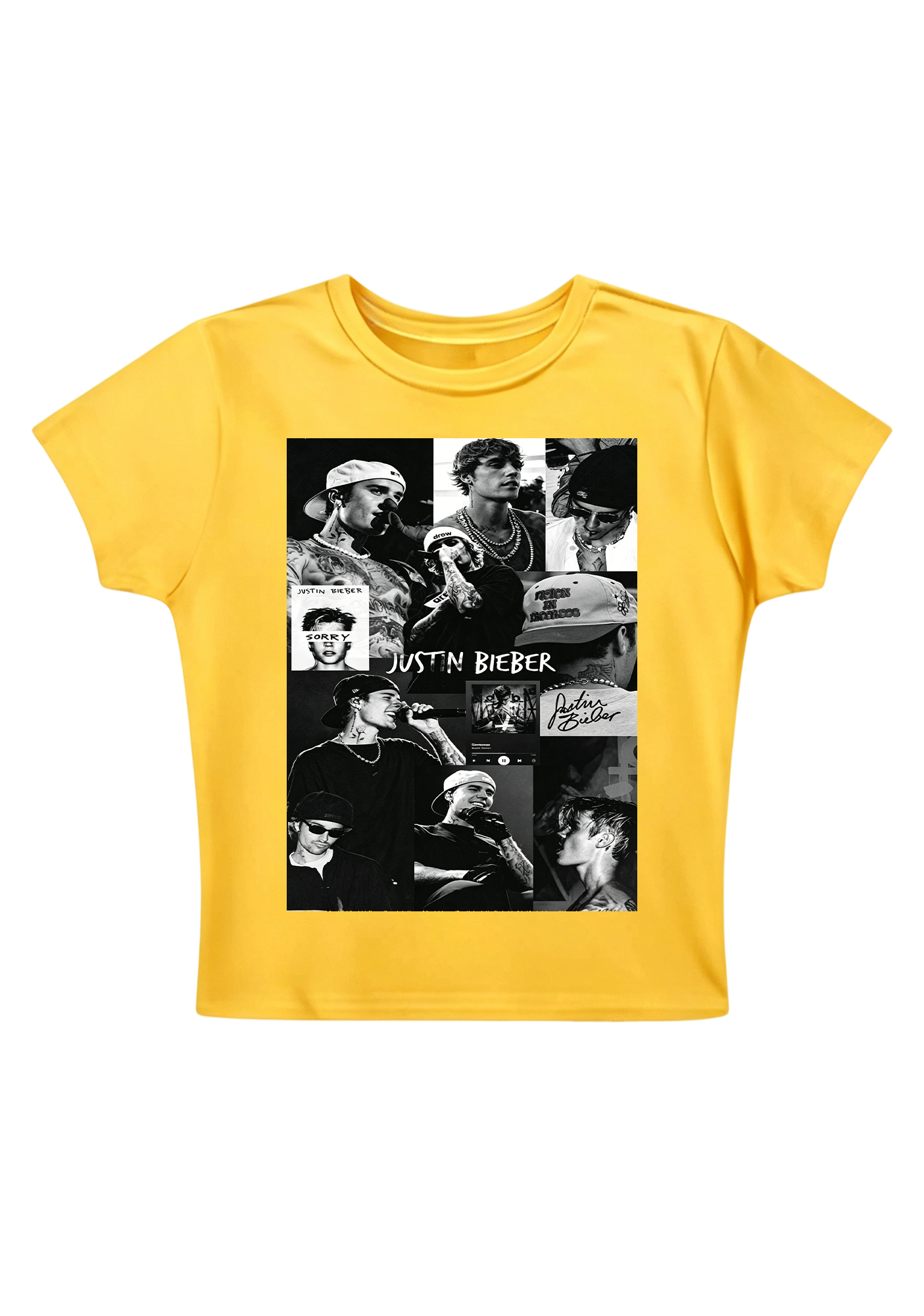 Vintage Justin Bieber Career Montage Print Y2K Baby Tee