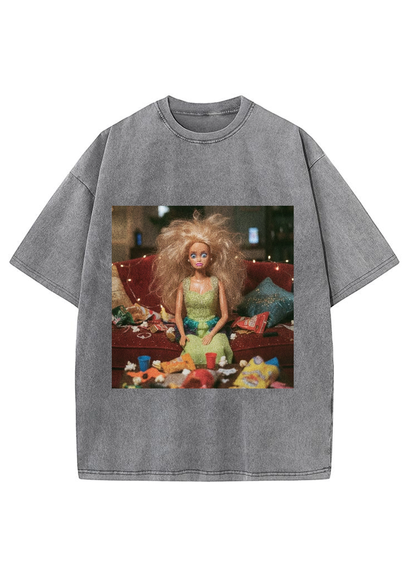 Messy Party Barbie Grunge Y2K Washed Tee