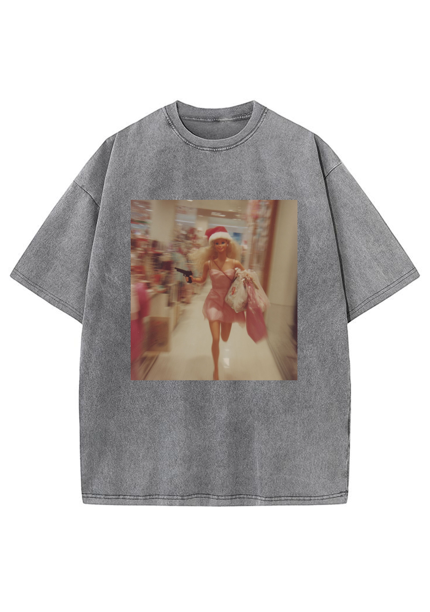 Runaway Shopping Gun Barbie Y2K Washed Tee