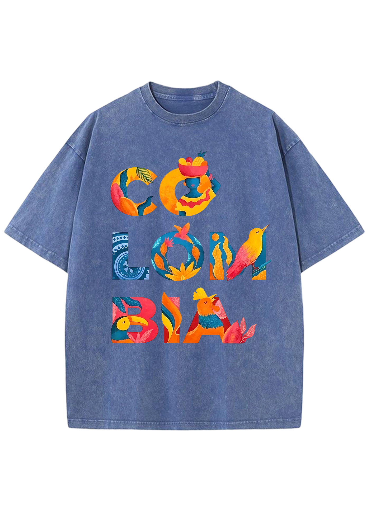 Tropical Colombia Letter Culture Collage Washed Tee