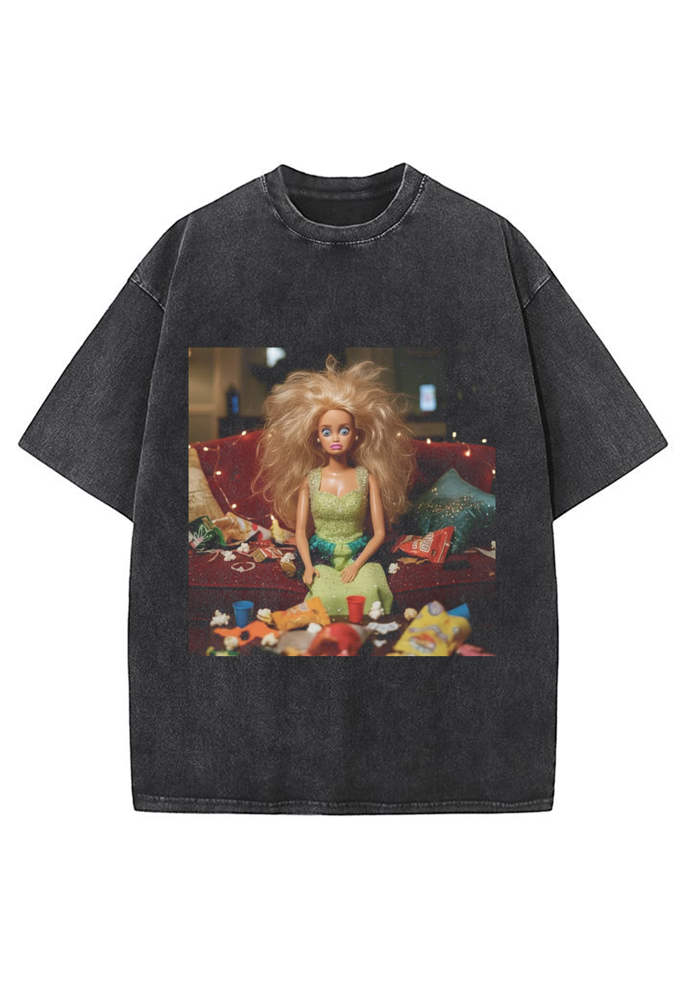 Messy Party Barbie Grunge Y2K Washed Tee