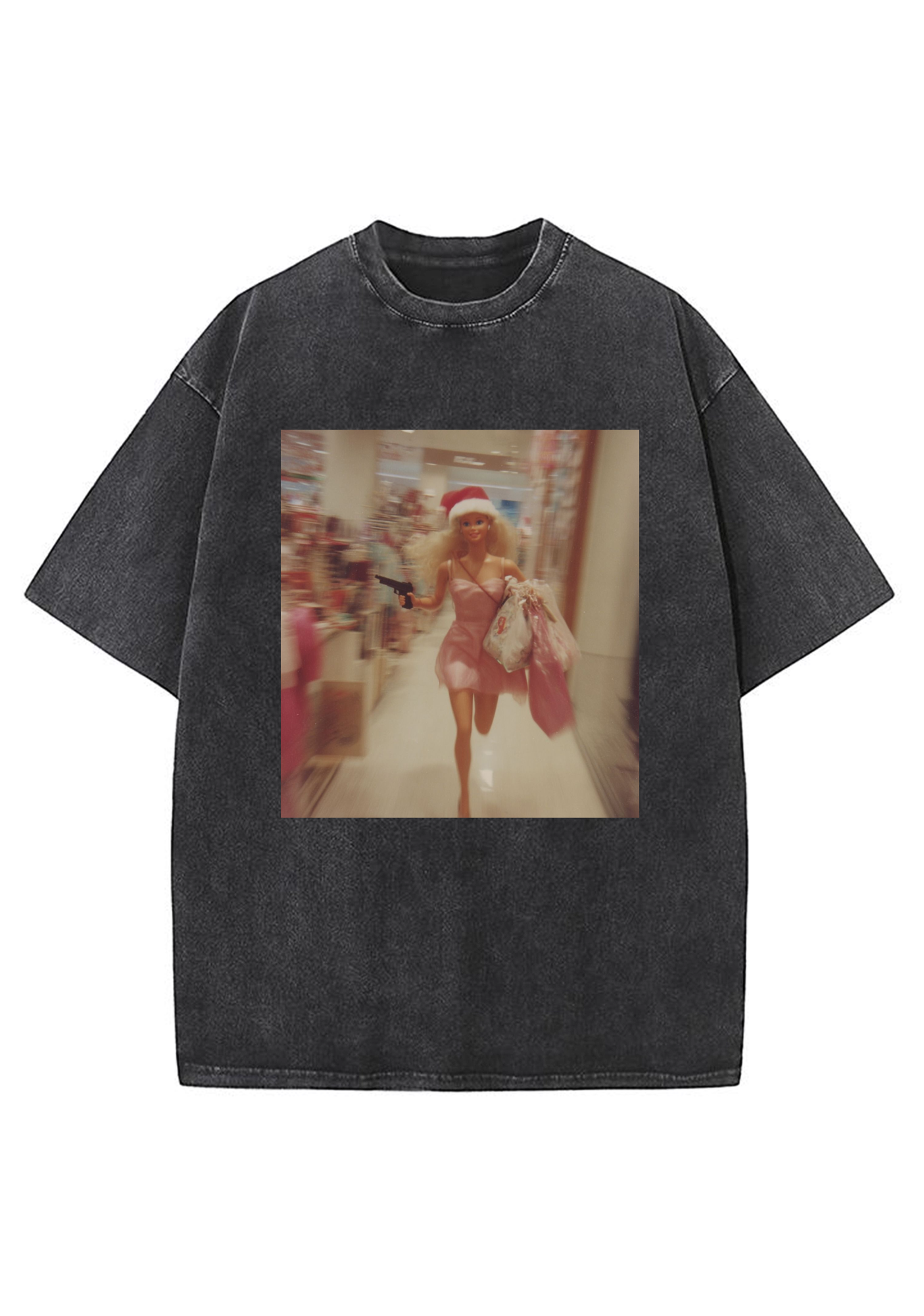 Runaway Shopping Gun Barbie Y2K Washed Tee