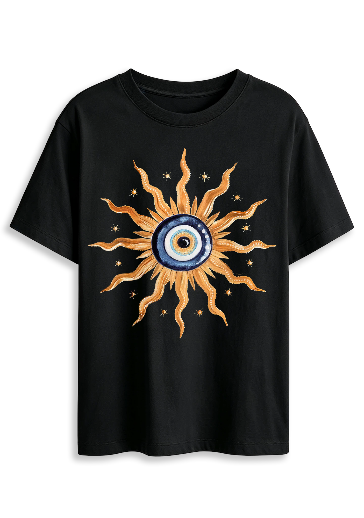 Mystic Evil Eye Sun Octopus Tentacles Witchy Celestial Graphic T-Shirt