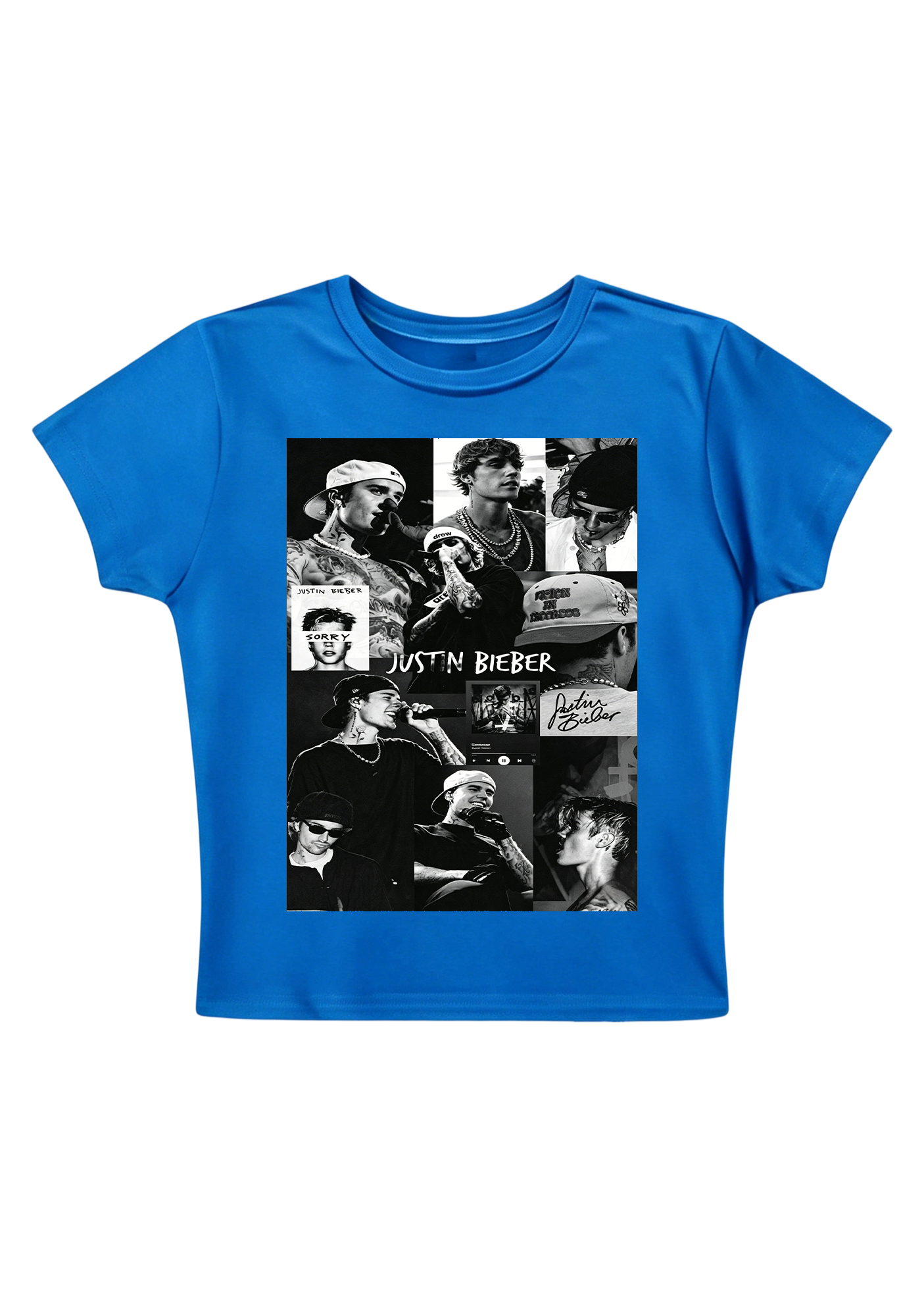 Vintage Justin Bieber Career Montage Print Y2K Baby Tee