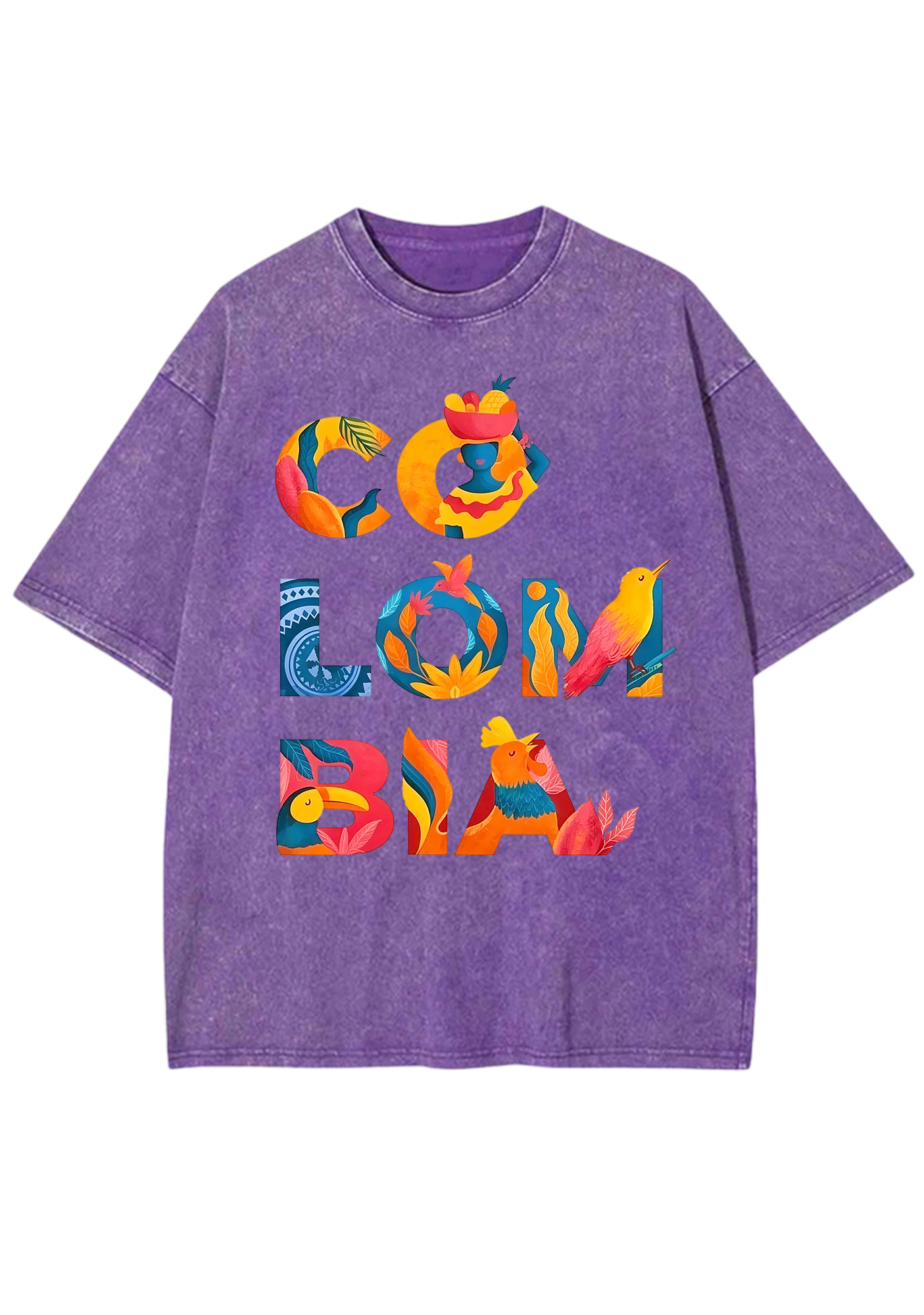 Tropical Colombia Letter Culture Collage Washed Tee