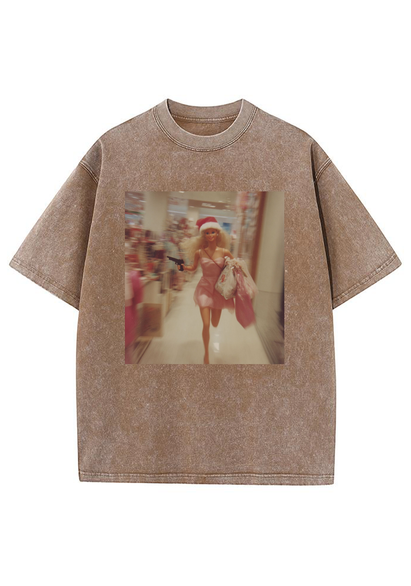 Runaway Shopping Gun Barbie Y2K Washed Tee