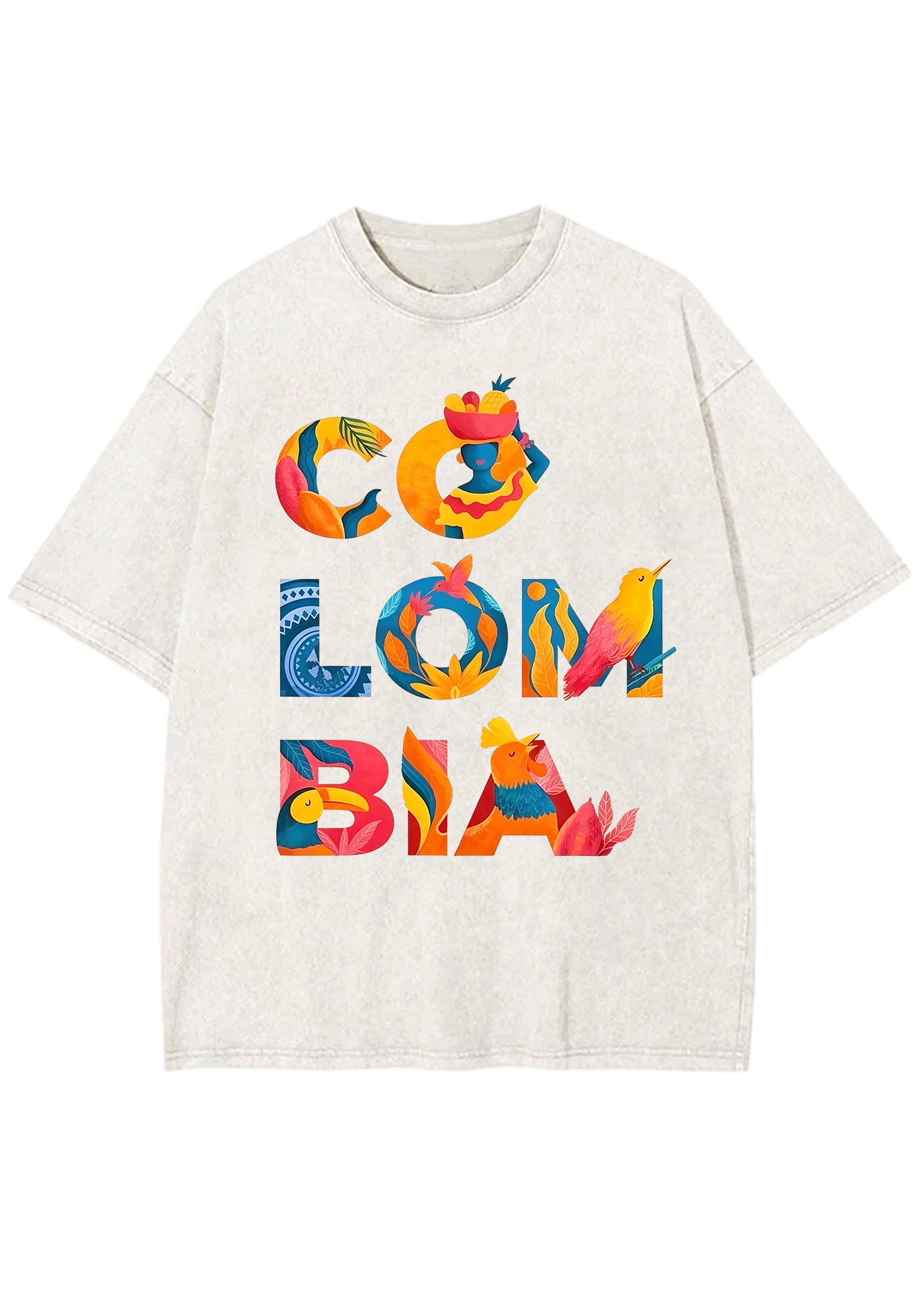 Tropical Colombia Letter Culture Collage Washed Tee