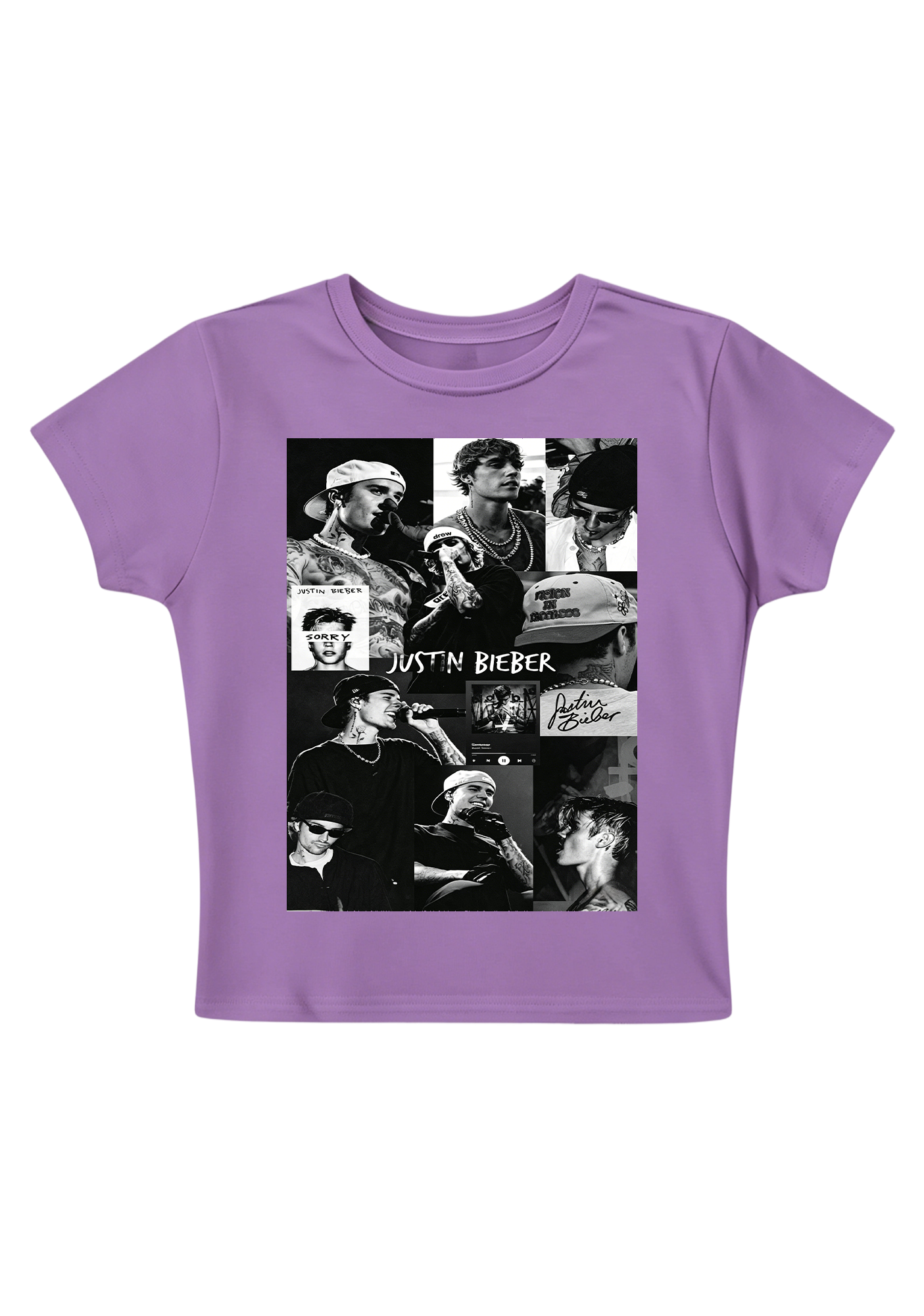 Vintage Justin Bieber Career Montage Print Y2K Baby Tee