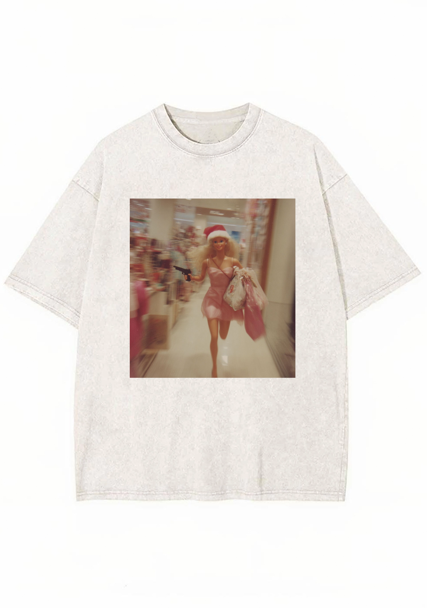 Runaway Shopping Gun Barbie Y2K Washed Tee