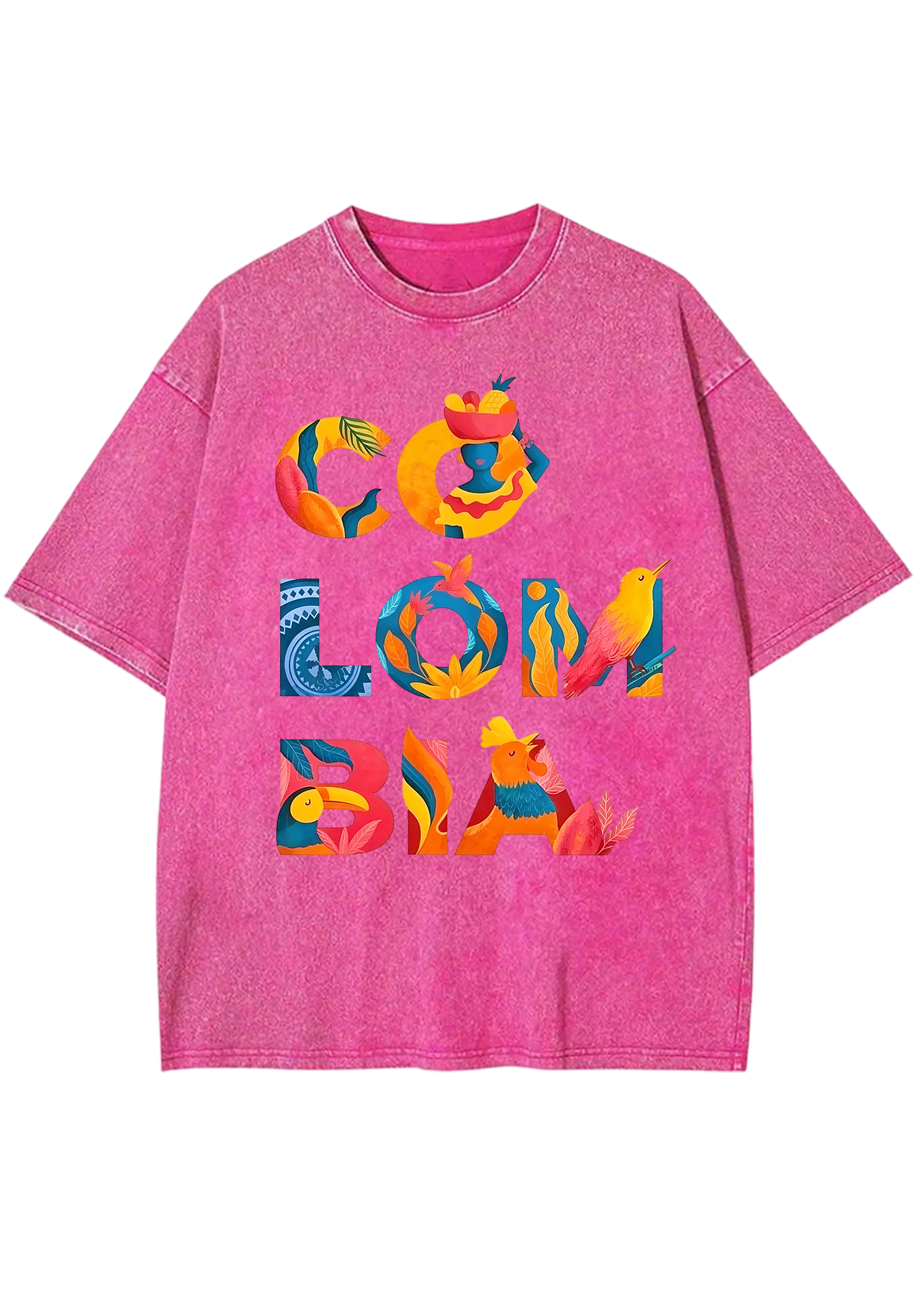 Tropical Colombia Letter Culture Collage Washed Tee