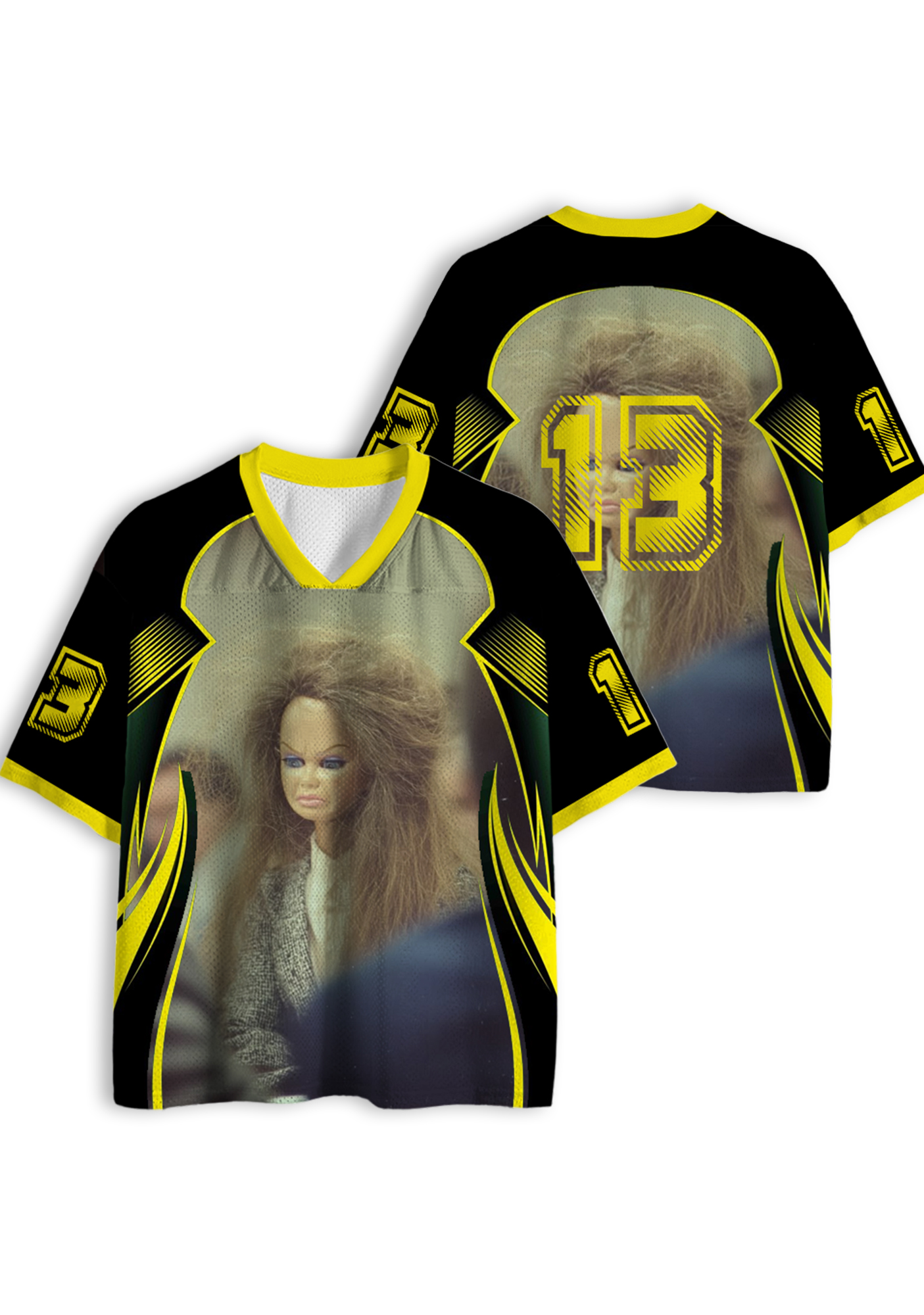 Grunge Courtroom Barbie Yellow Sporty Y2K Jersey Shirts
