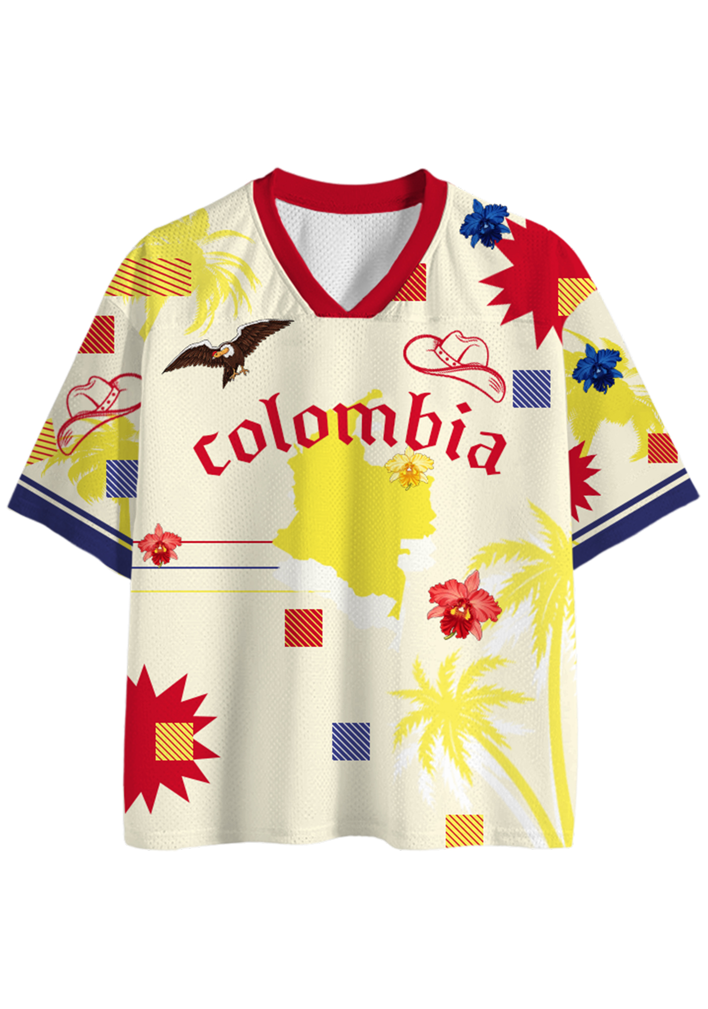 Tropical Colombia Country Map Mesh Jersey Shirts
