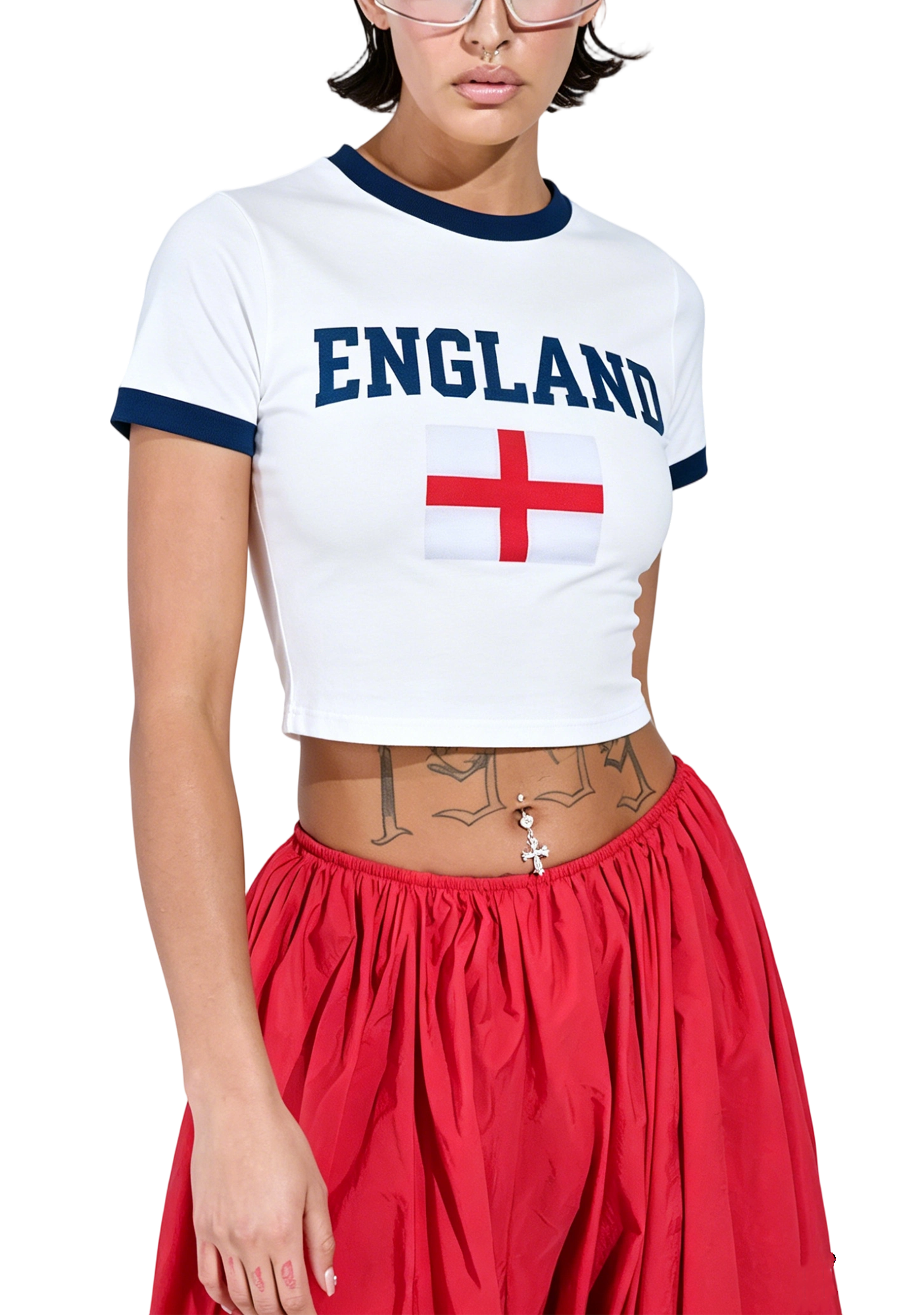 England Flag 90s Retro Y2K Baby Tee