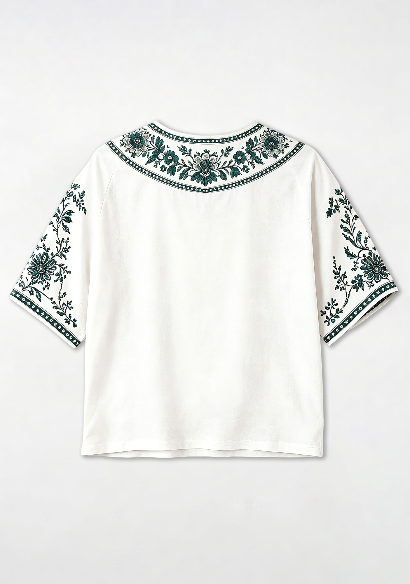Boho Teal Floral Philadelphia Eagles V-Neck Blouse