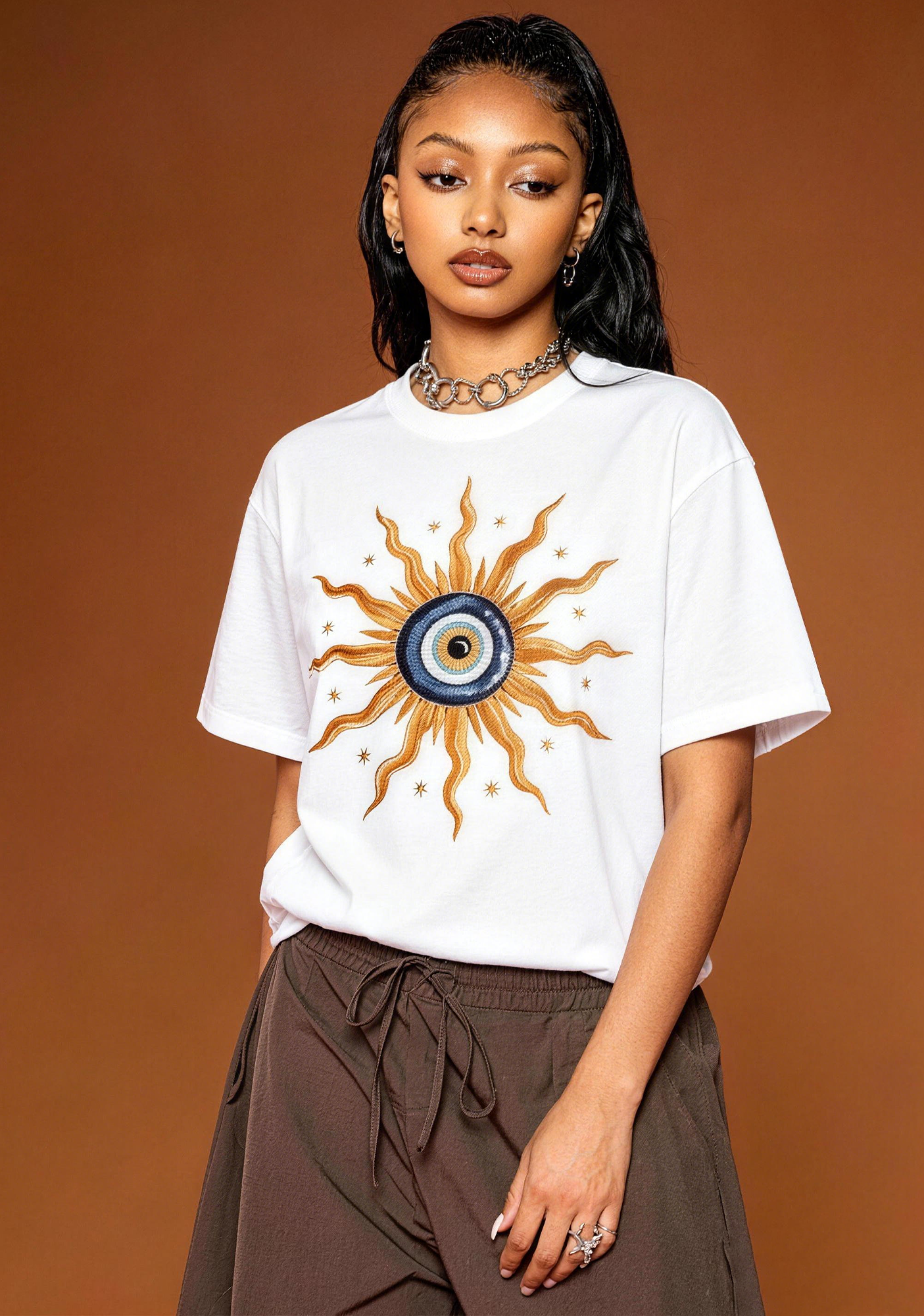 Mystic Evil Eye Sun Octopus Tentacles Witchy Celestial Graphic T-Shirt