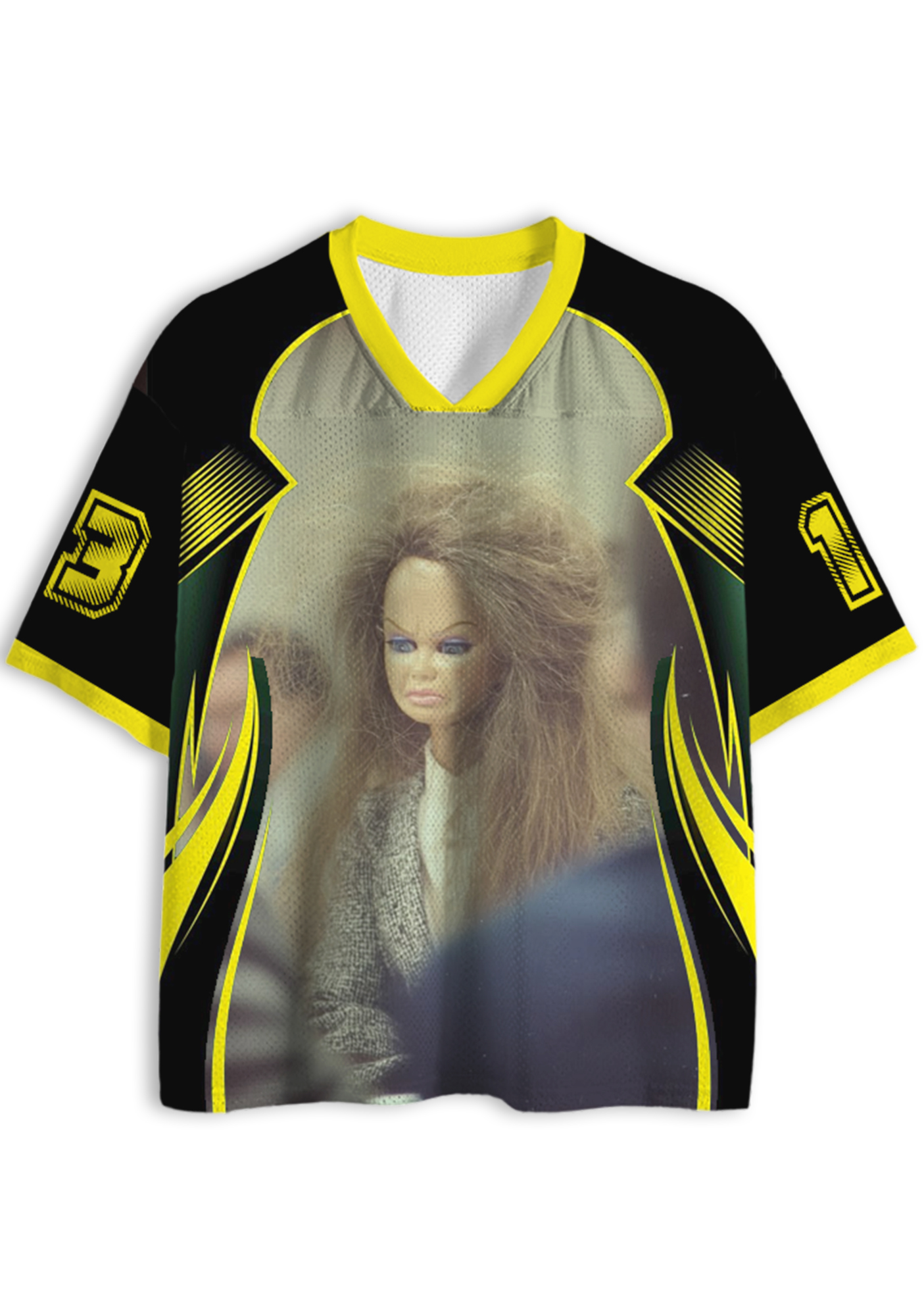 Grunge Courtroom Barbie Yellow Sporty Y2K Jersey Shirts