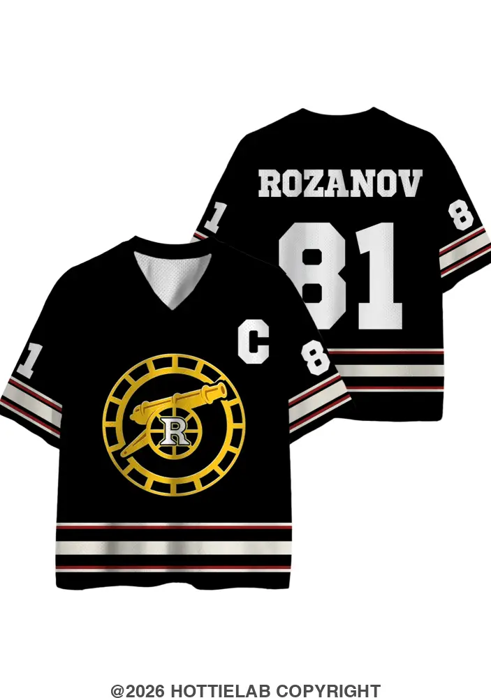 Black Retro Captain Number Stripe Hockey Short Sleeve Jersey