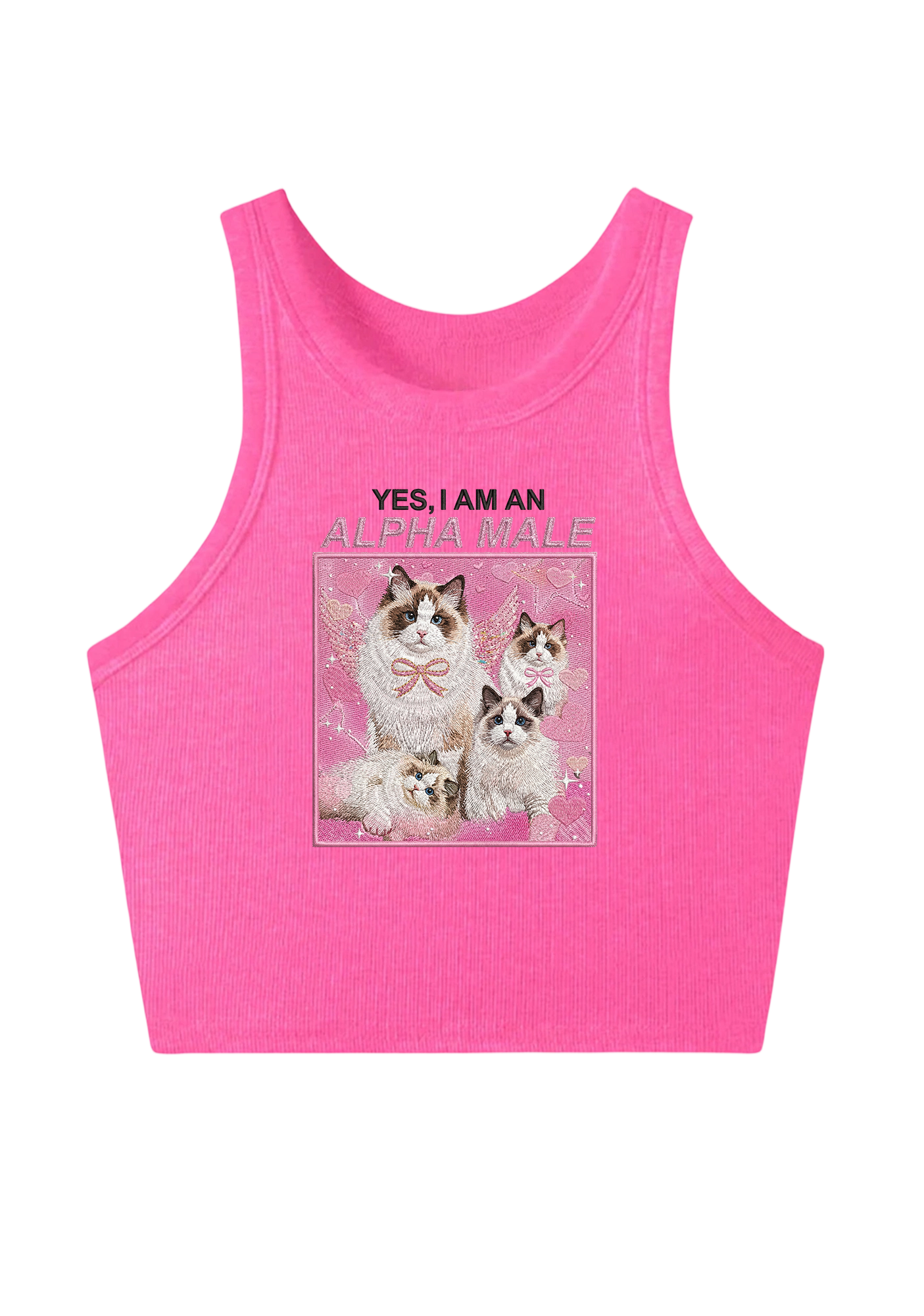  Yes, I Am An Alpha Male Embroidery Y2K Crop Tank Top