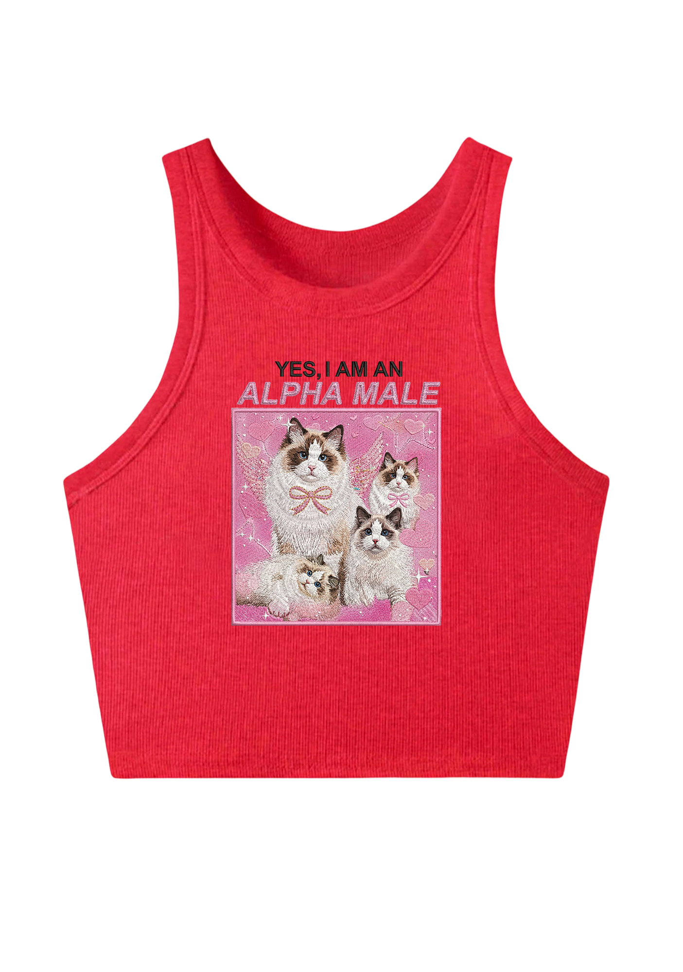  Yes, I Am An Alpha Male Embroidery Y2K Crop Tank Top