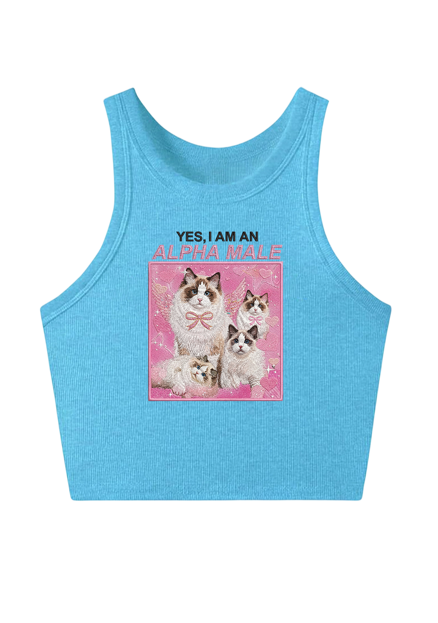  Yes, I Am An Alpha Male Embroidery Y2K Crop Tank Top