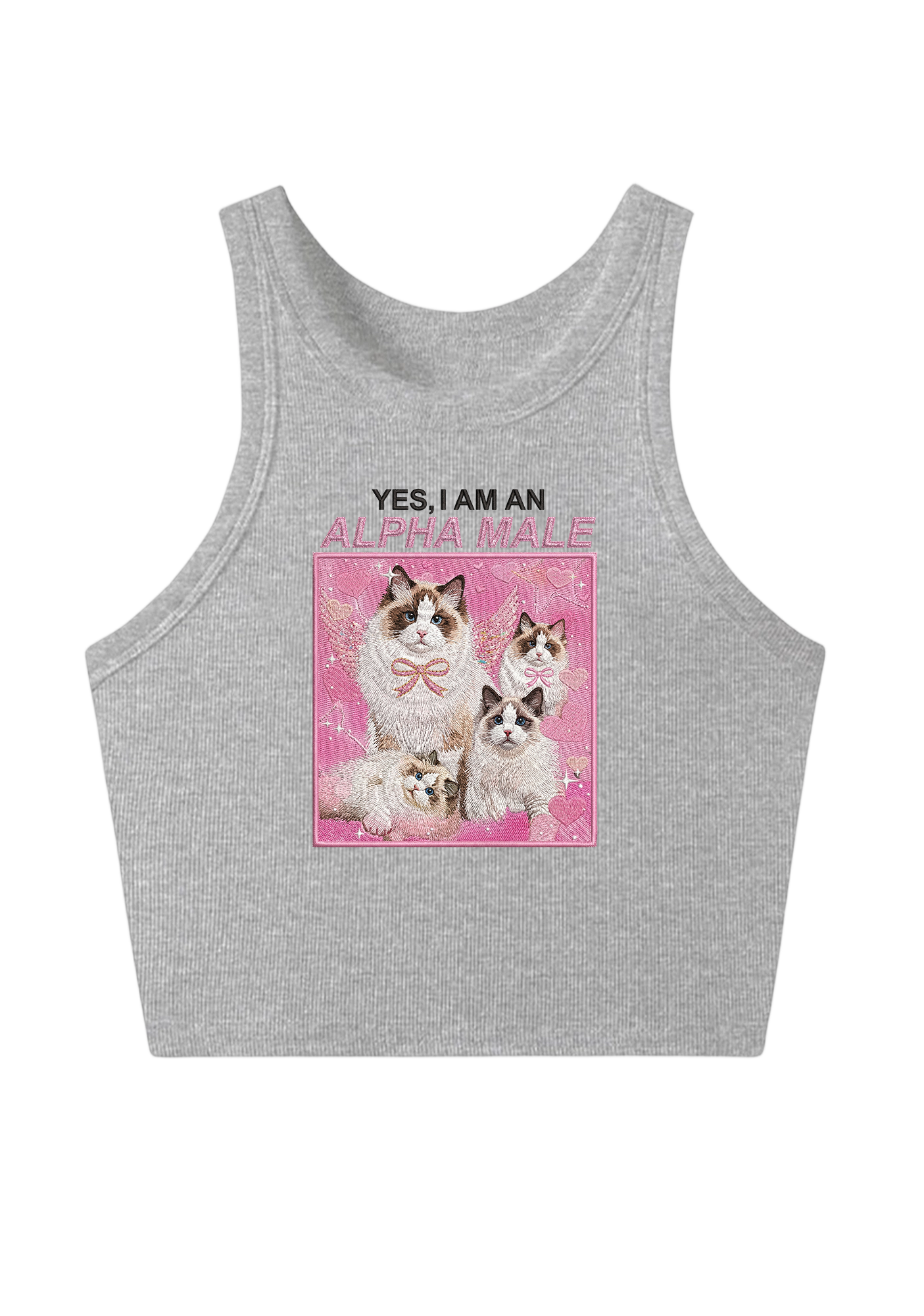  Yes, I Am An Alpha Male Embroidery Y2K Crop Tank Top