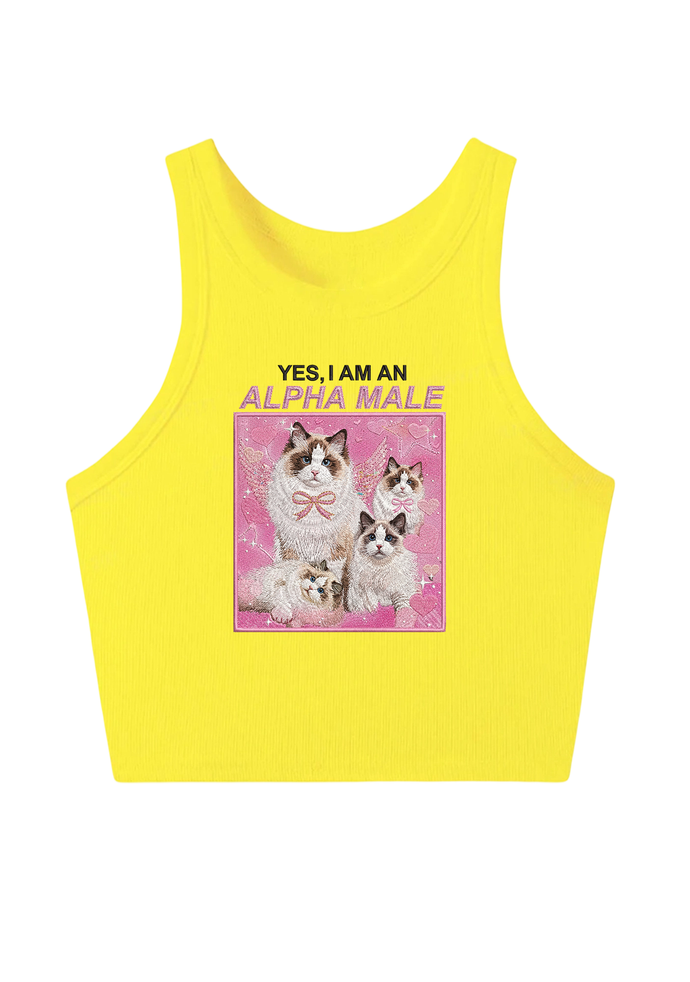 Yes, I Am An Alpha Male Embroidery Y2K Crop Tank Top