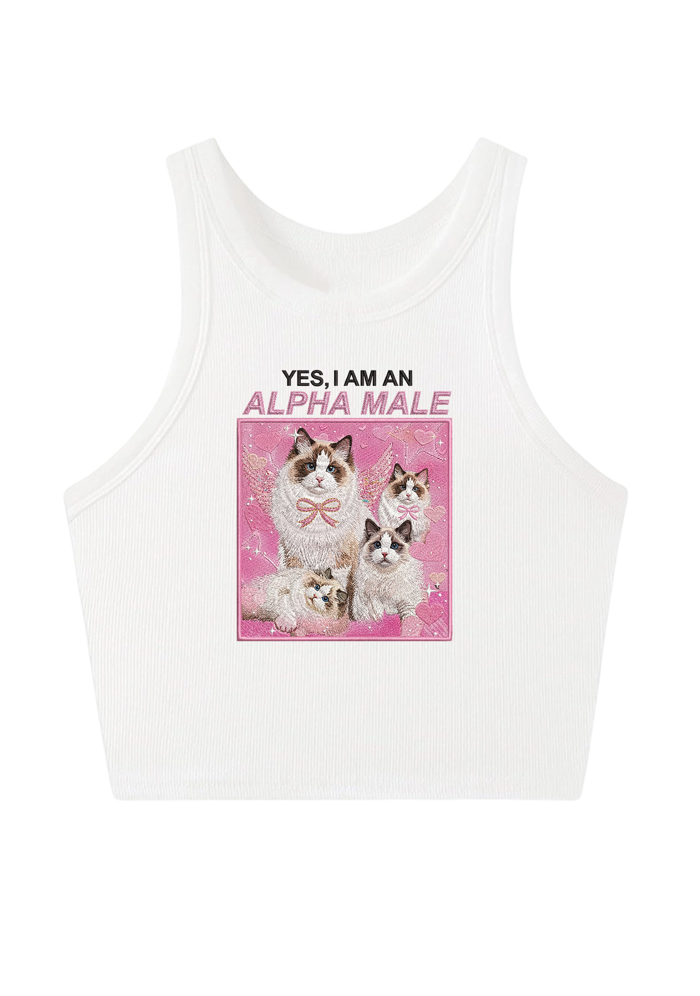  Yes, I Am An Alpha Male Embroidery Y2K Crop Tank Top