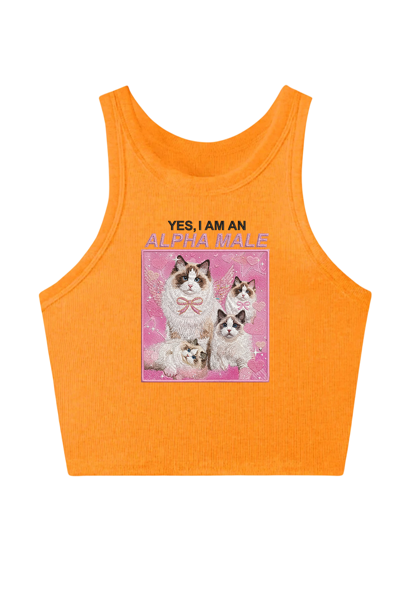  Yes, I Am An Alpha Male Embroidery Y2K Crop Tank Top