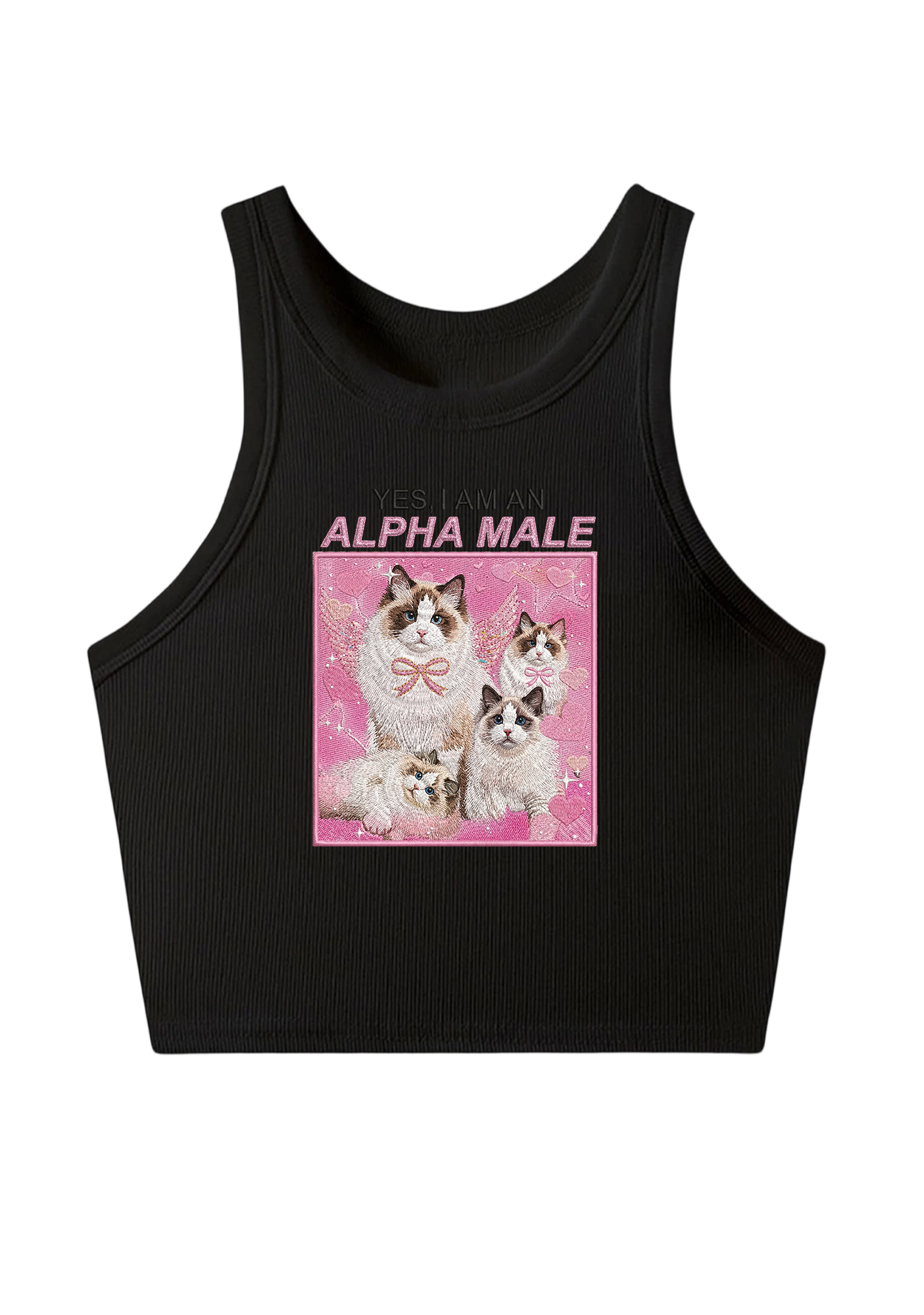  Yes, I Am An Alpha Male Embroidery Y2K Crop Tank Top