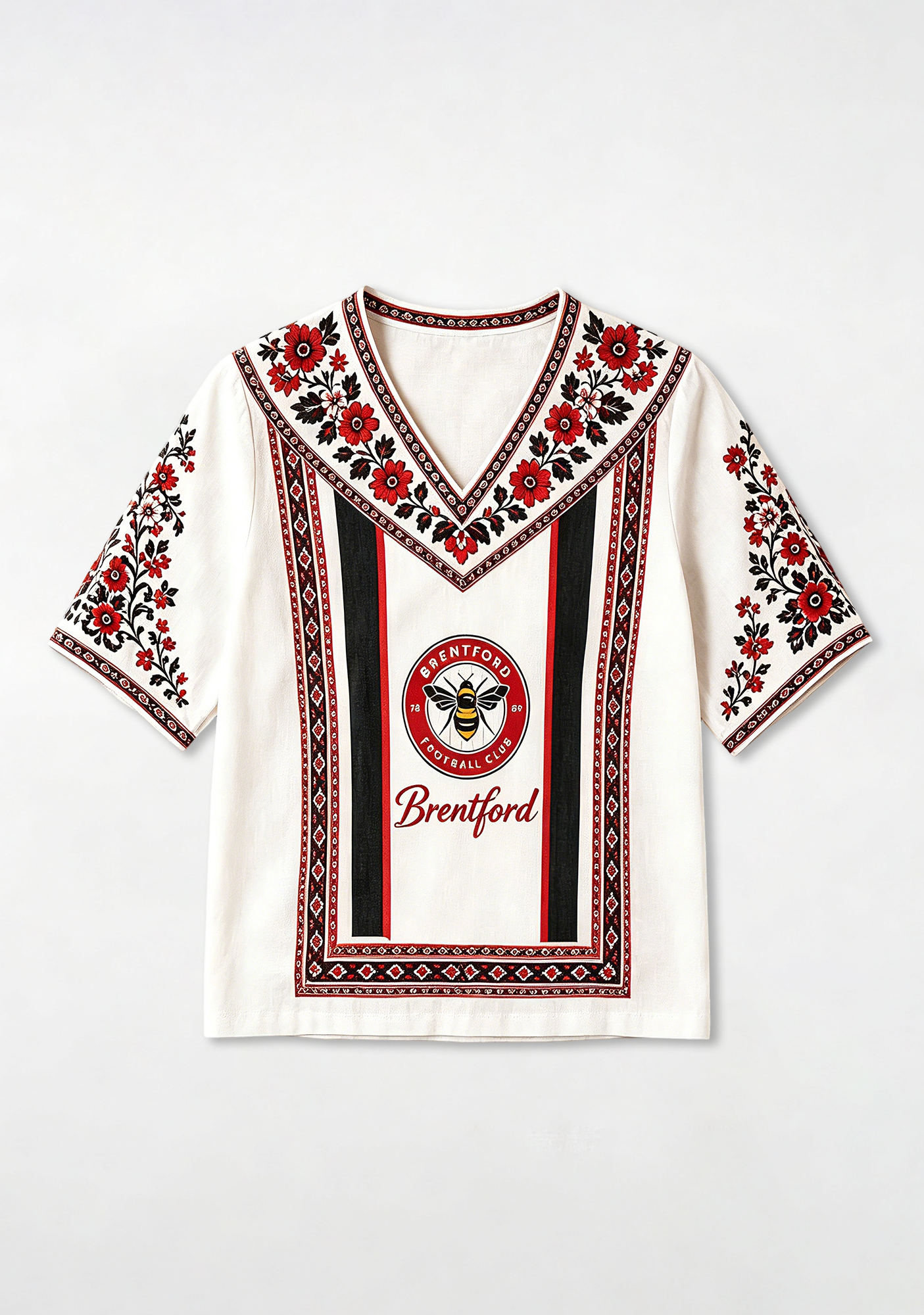 Boho Floral Border Brentford V-Neck Blouse