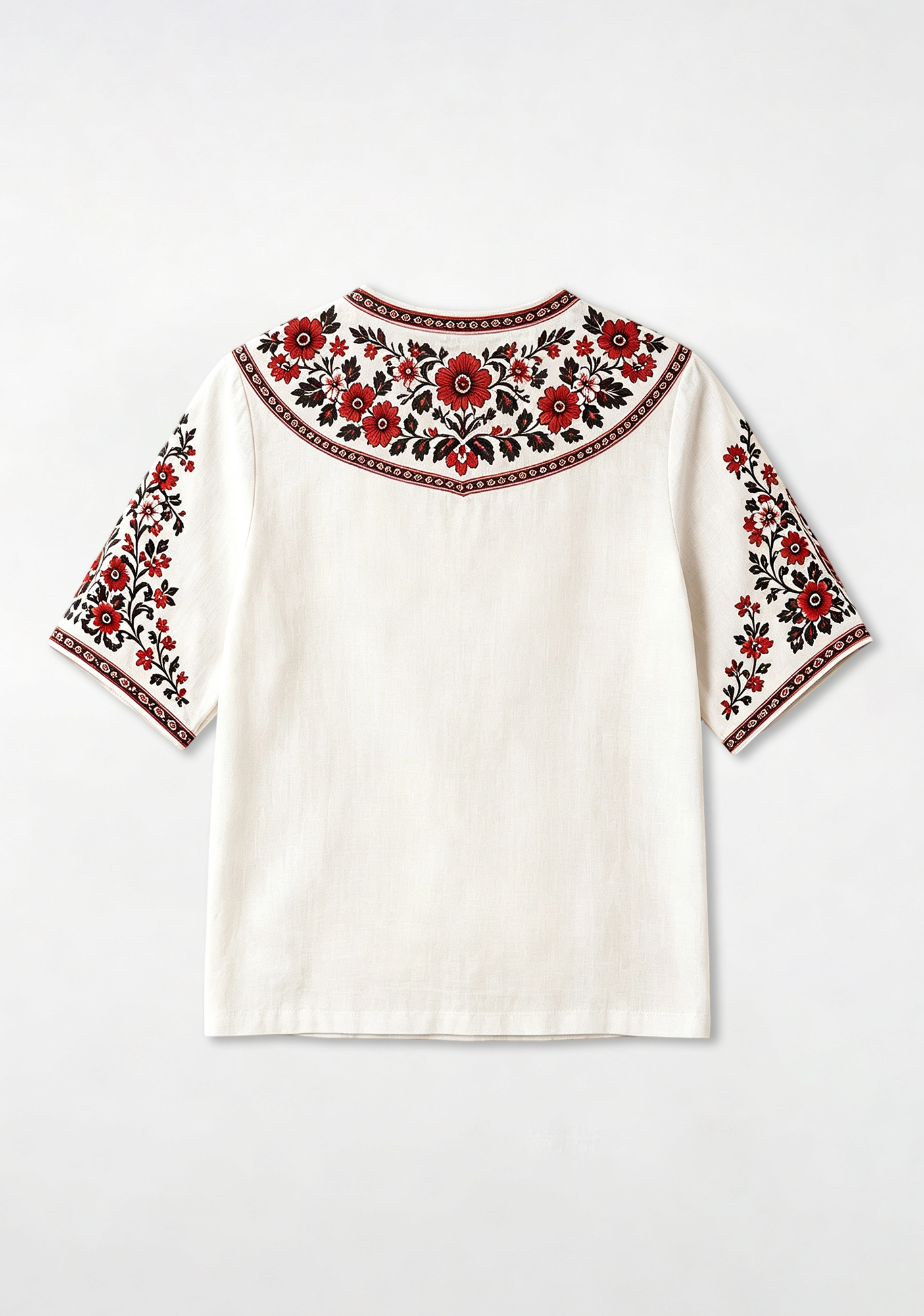 Boho Floral Border Brentford V-Neck Blouse